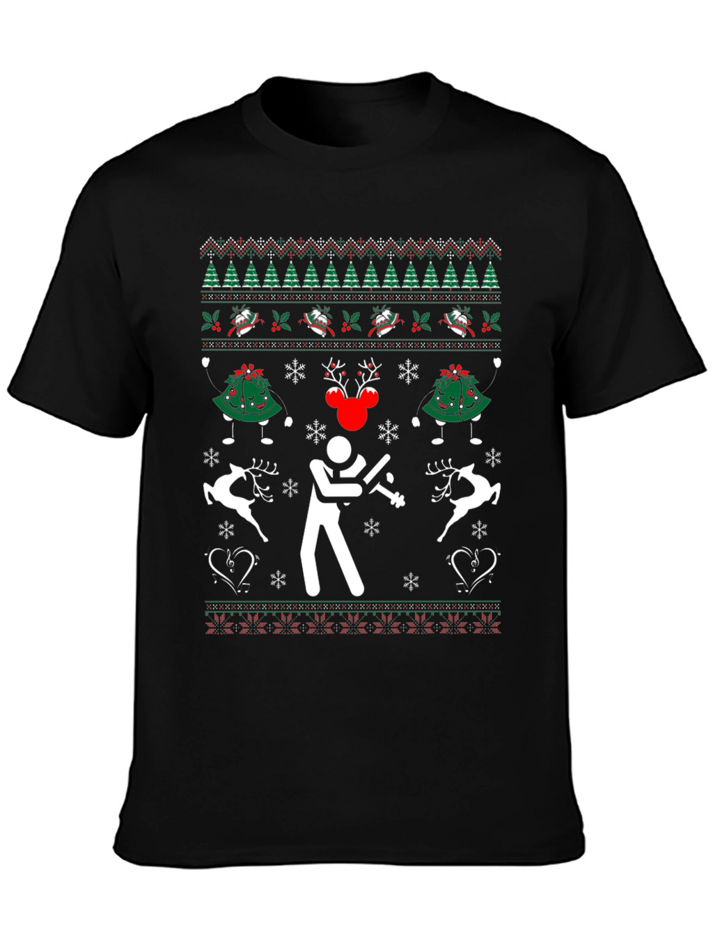 Festive Black Christmas Sweater T-Shirt
