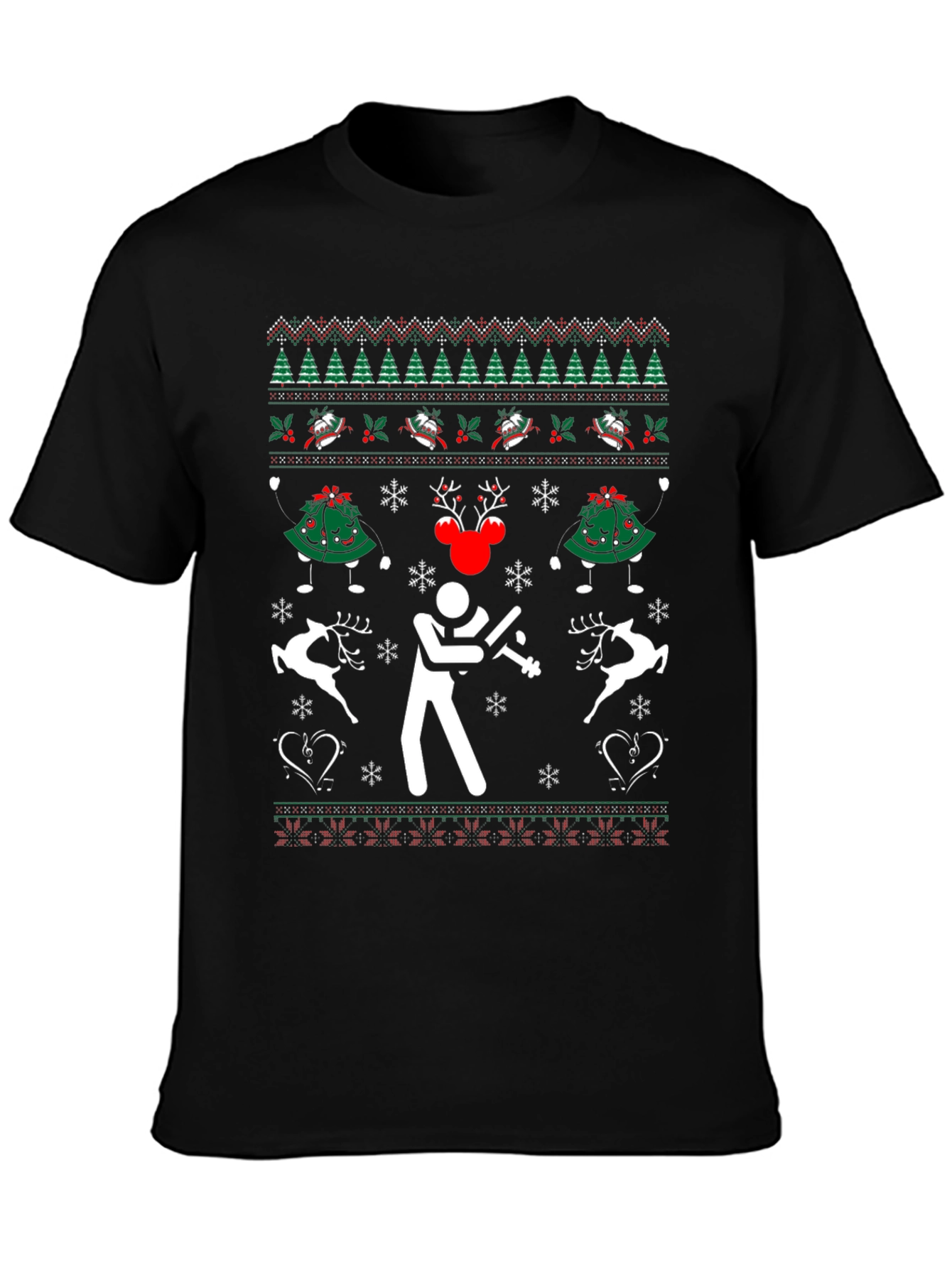 Festive Black Christmas Sweater T-Shirt