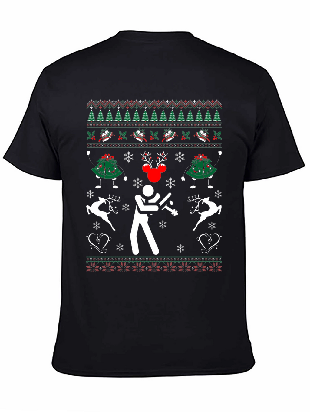 Festive Black Christmas Sweater T-Shirt