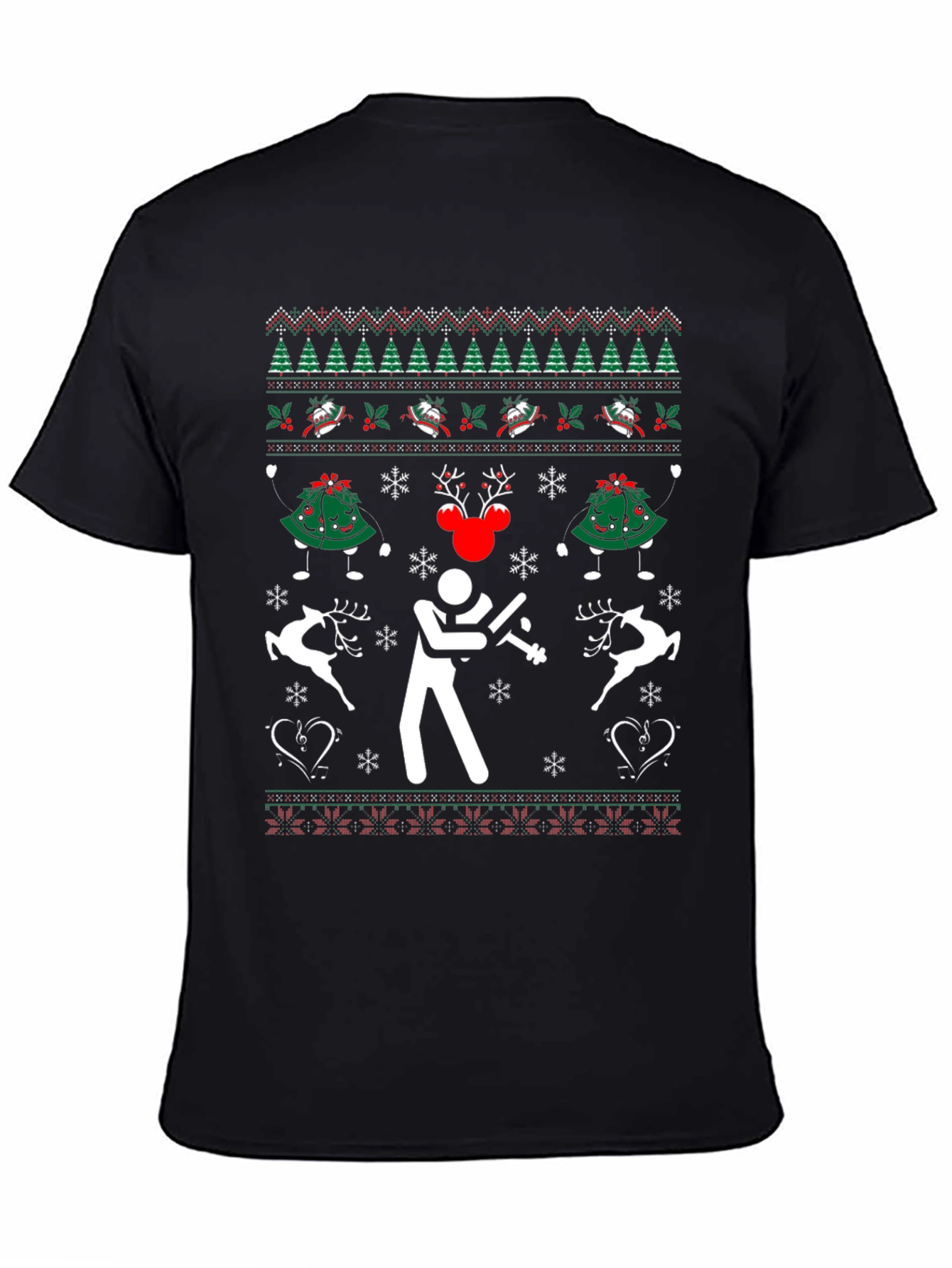 Festive Black Christmas Sweater T-Shirt