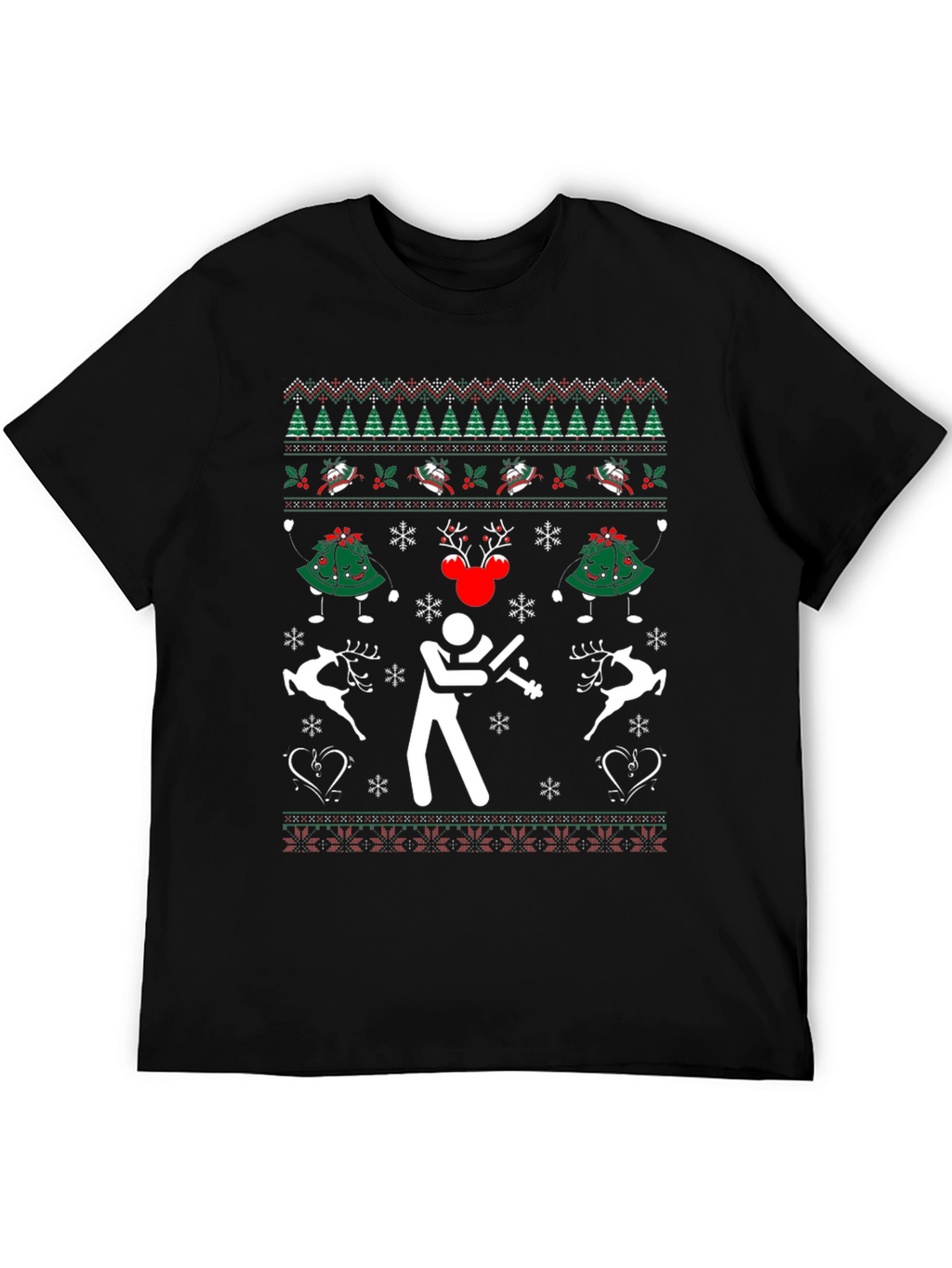Festive Black Christmas Sweater T-Shirt