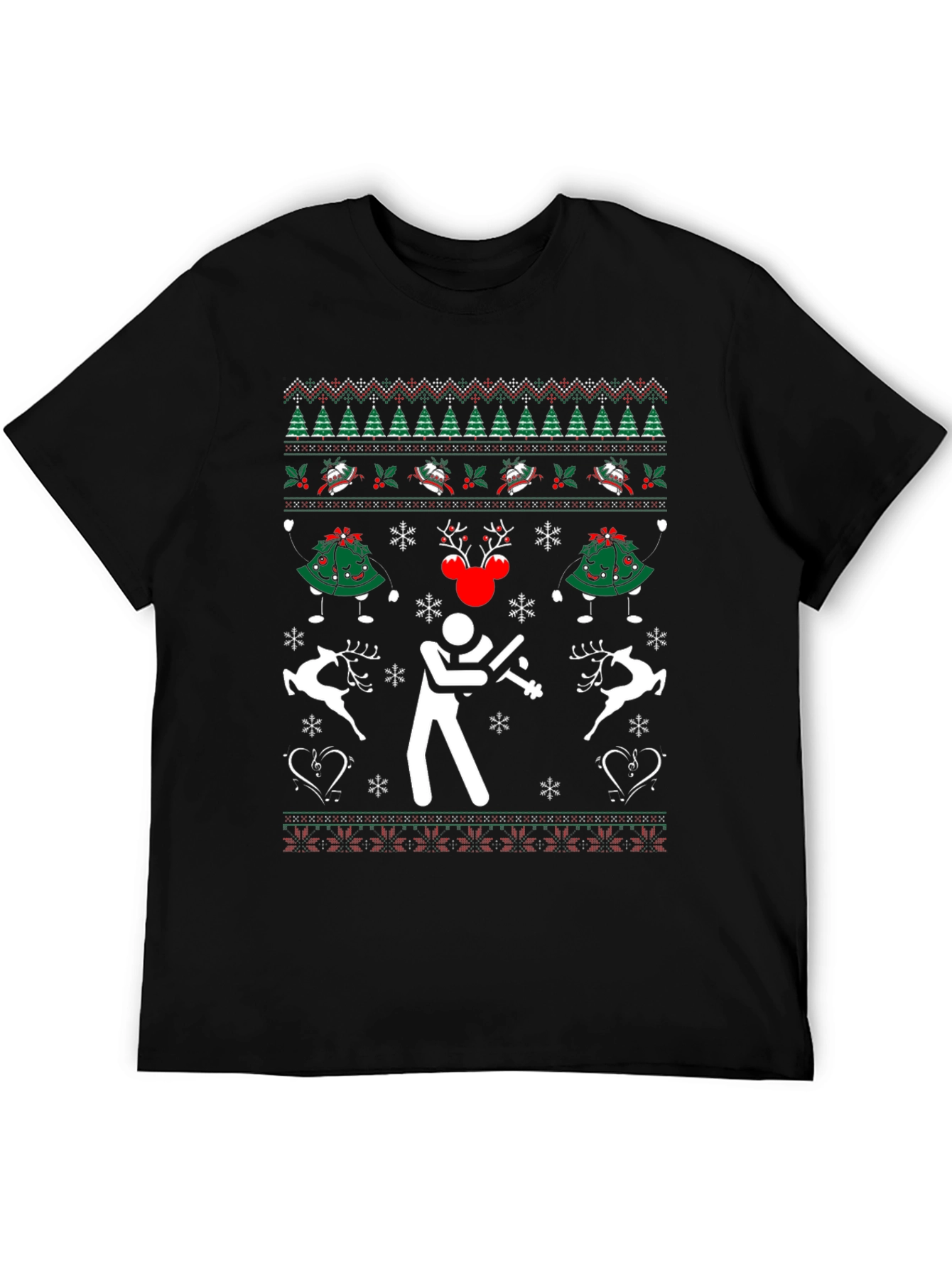 Festive Black Christmas Sweater T-Shirt