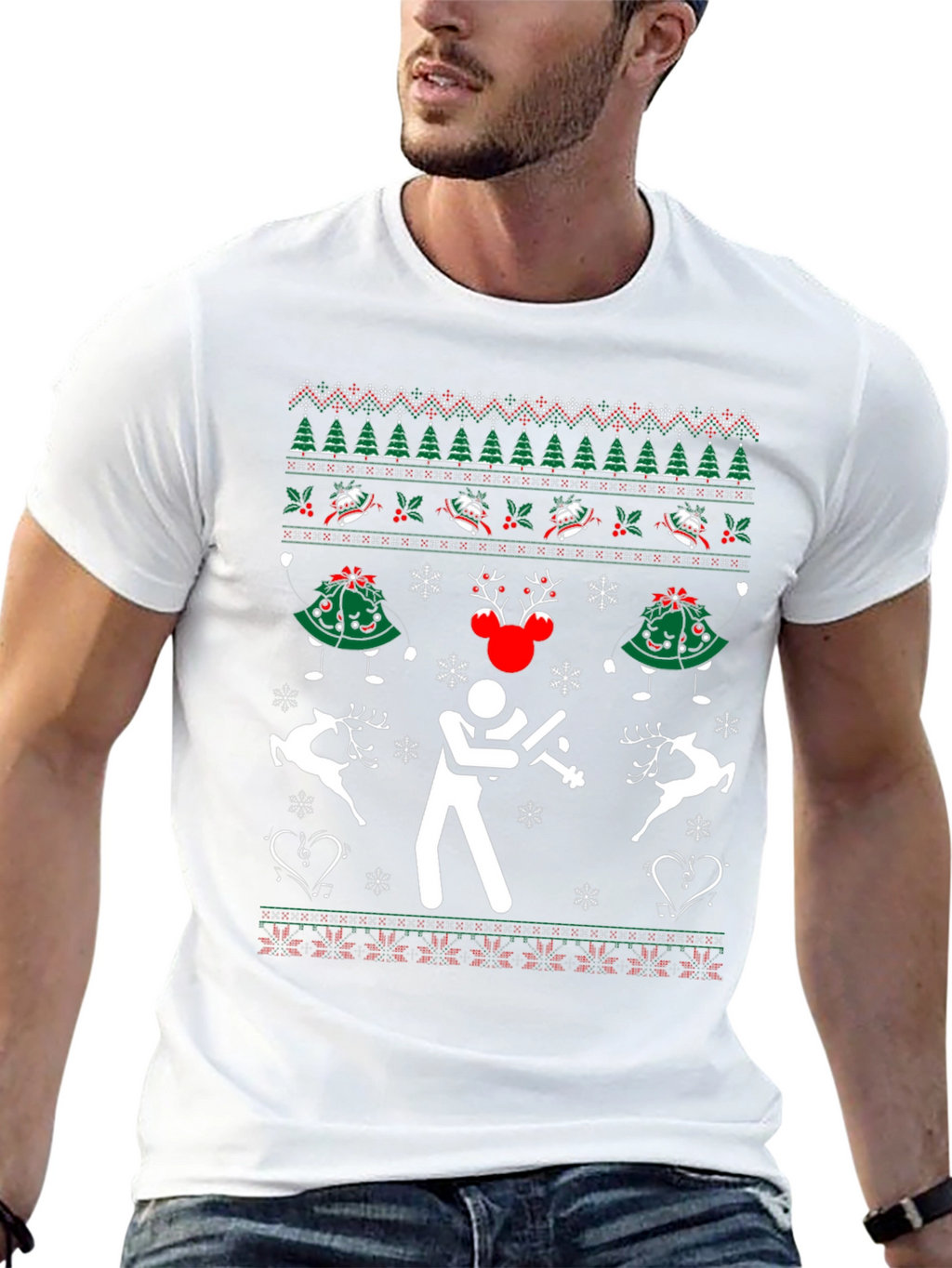 Festive Black Christmas Sweater T-Shirt