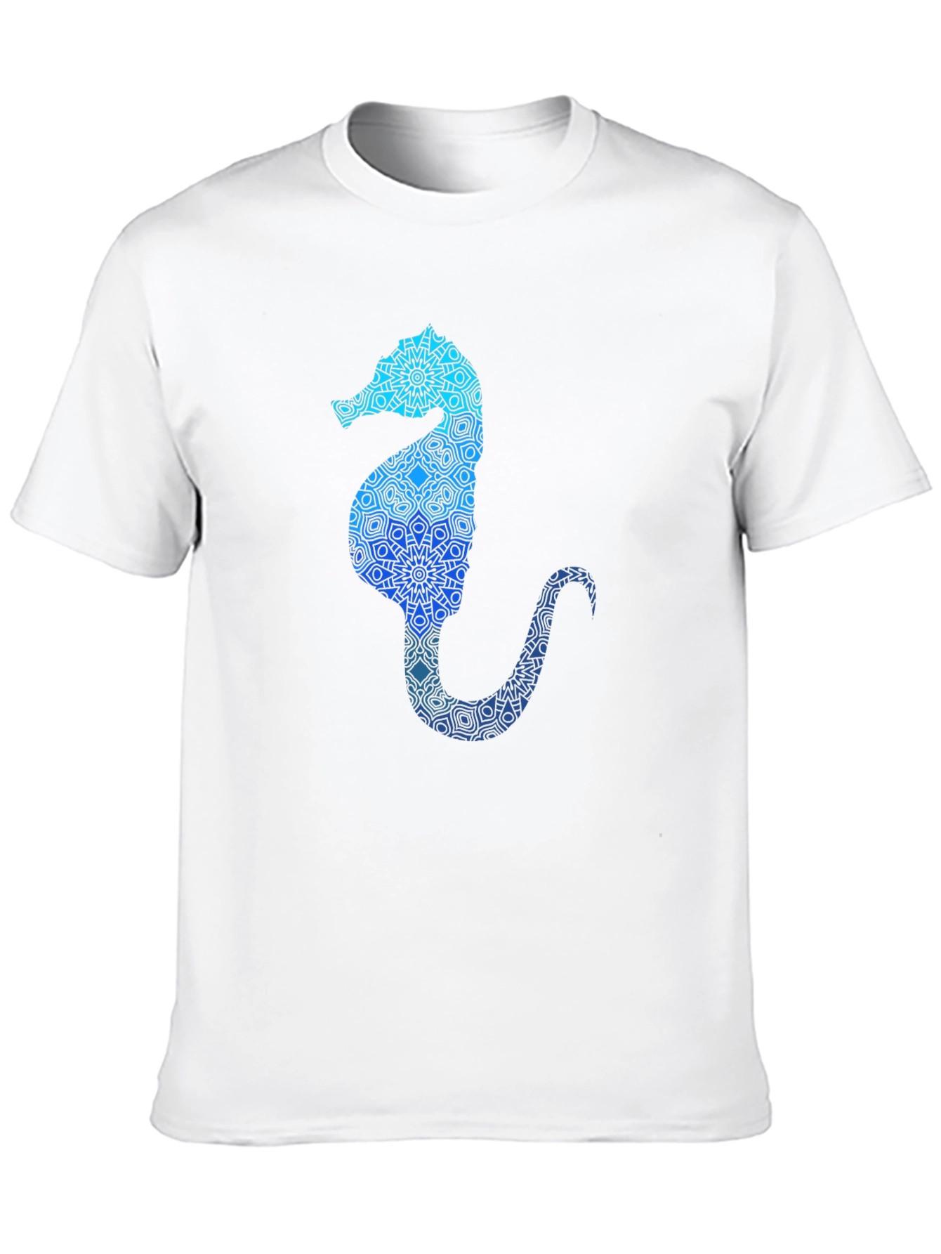 Blue Seahorse Graphic T-Shirt - Unique Mandala Design
