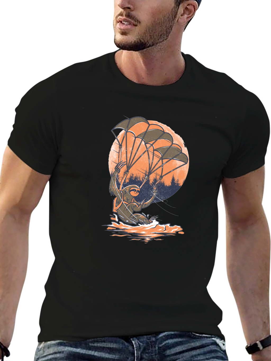Sloth Parachute T-Shirt - Funny & Unique Design