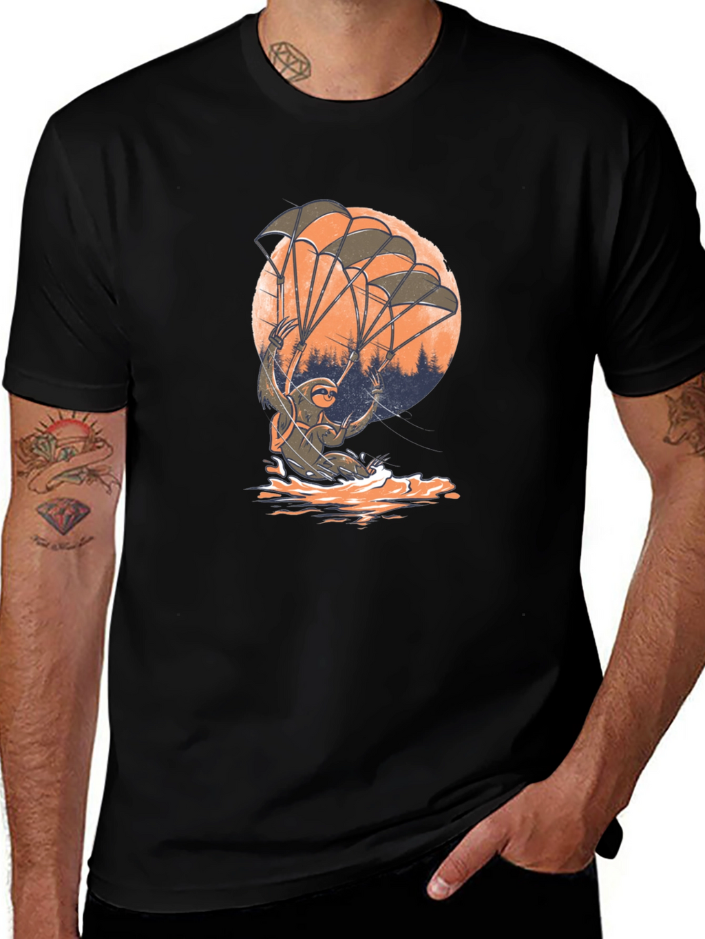 Sloth Parachute T-Shirt - Funny & Unique Design