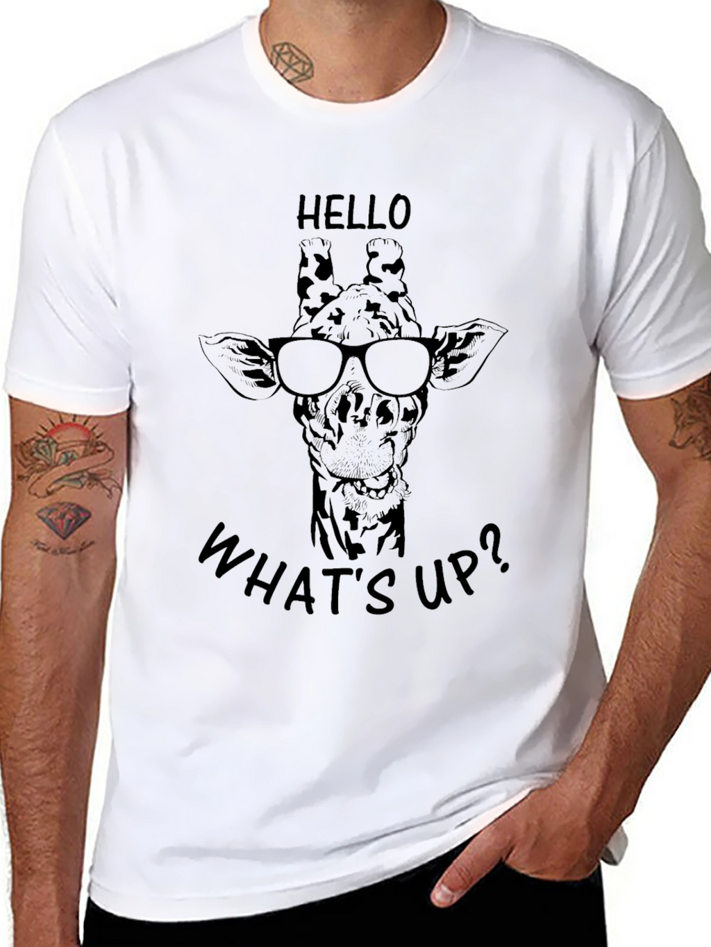 Hello Whats Up? Giraffe Graphic T-Shirt
