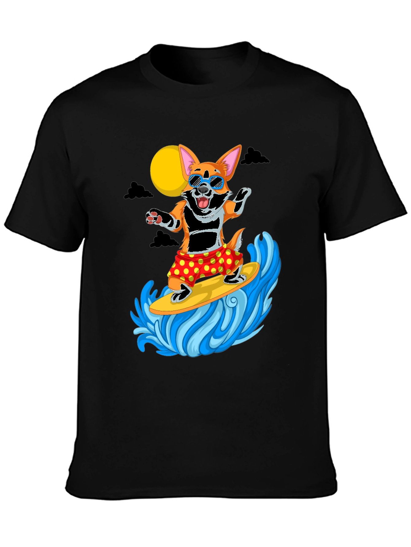 Surfing Corgi T-Shirt -  Fun Novelty Tee