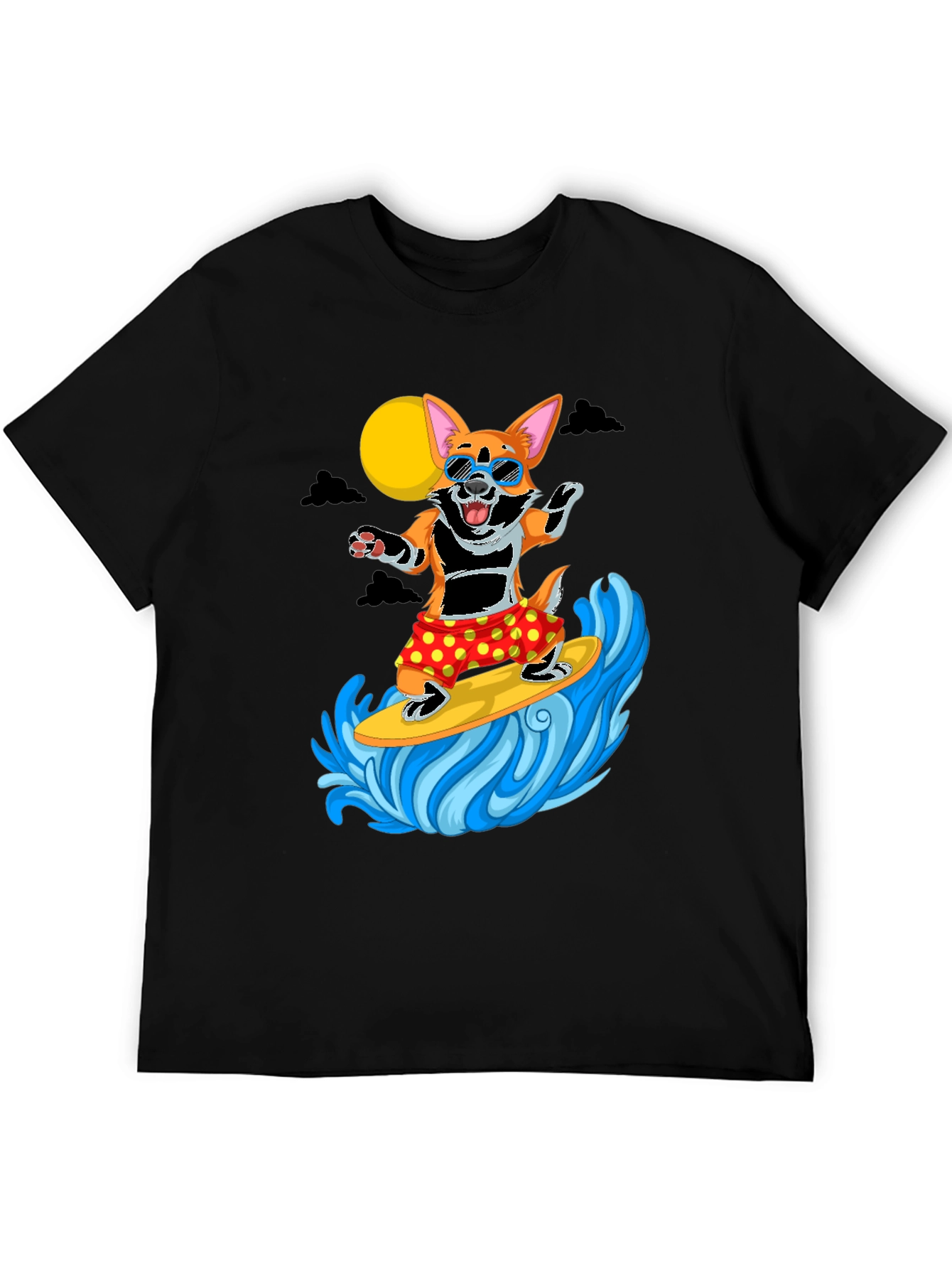 Surfing Corgi T-Shirt -  Fun Novelty Tee