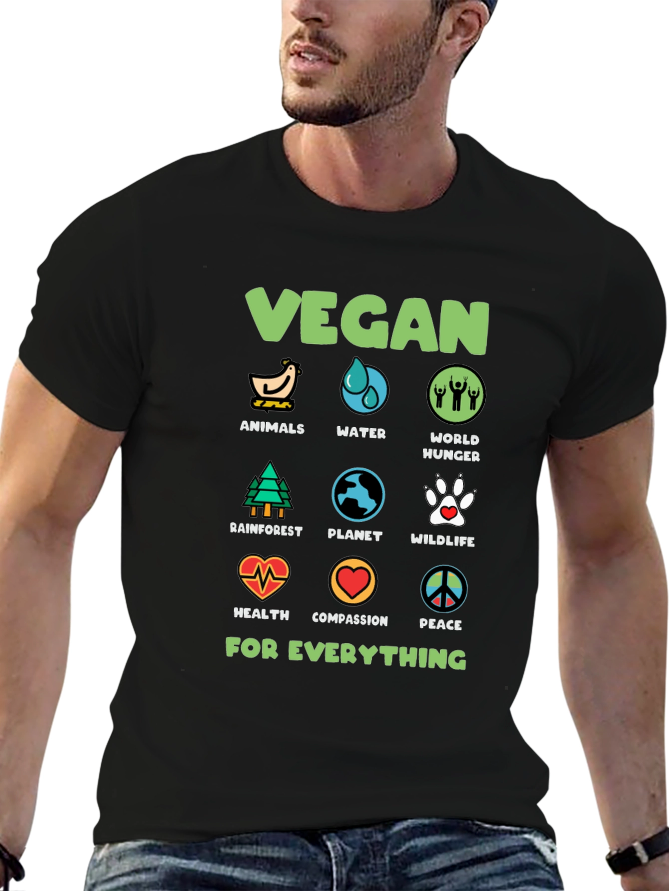 Vegan Tee: Animals Water World Hunger & More!