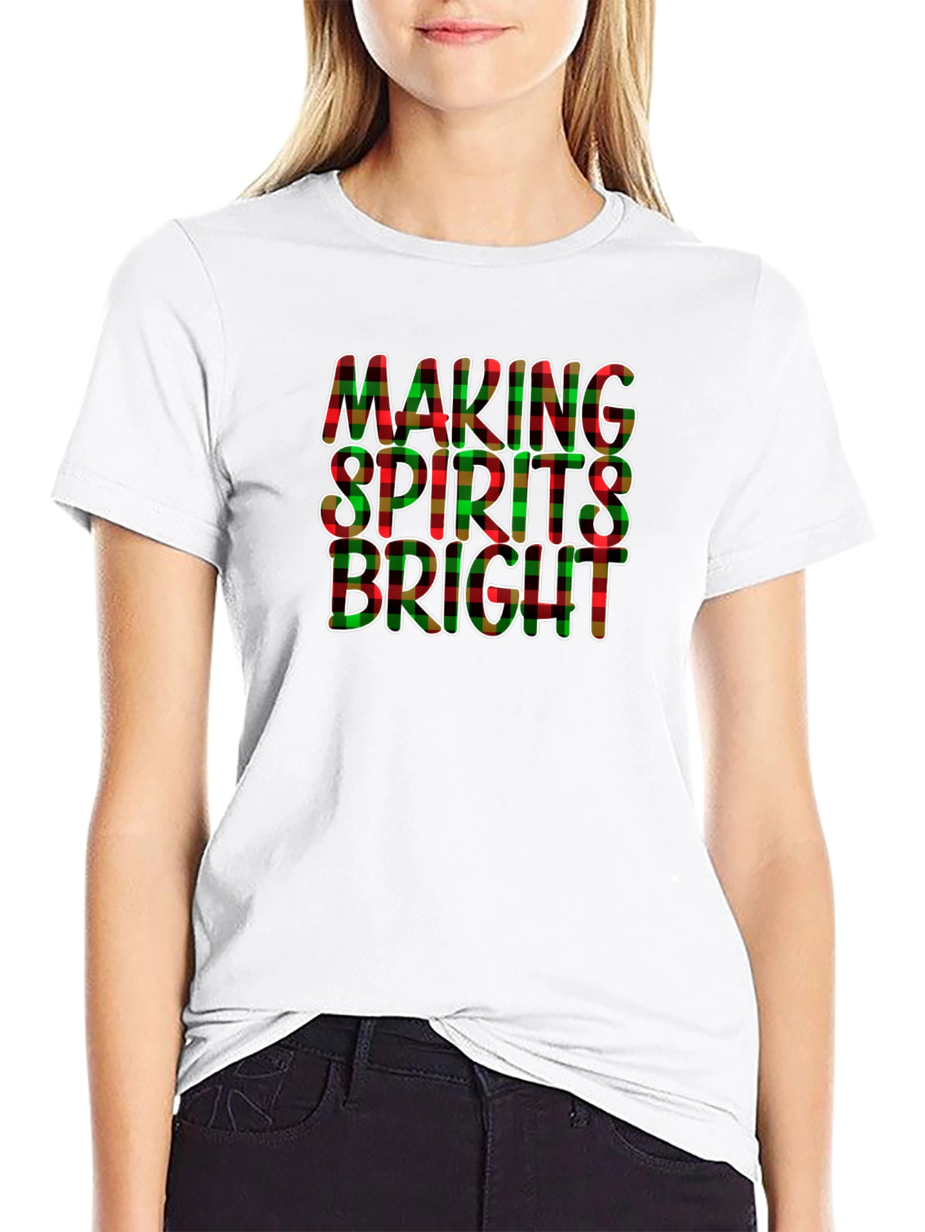 Festive Holiday Plaid Making Spirits Bright T-Shirt