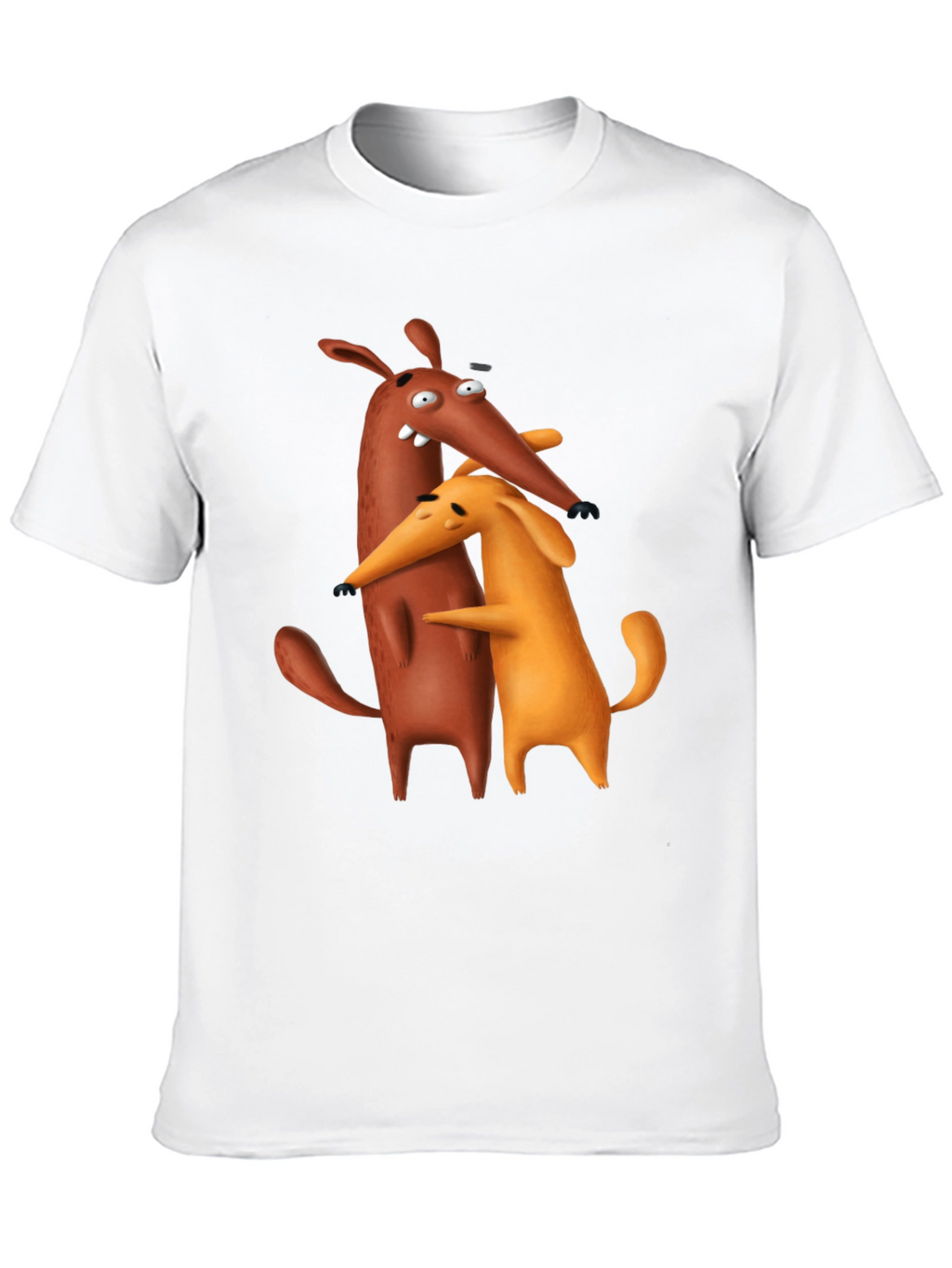Cartoon Dog Hug Black T-Shirt