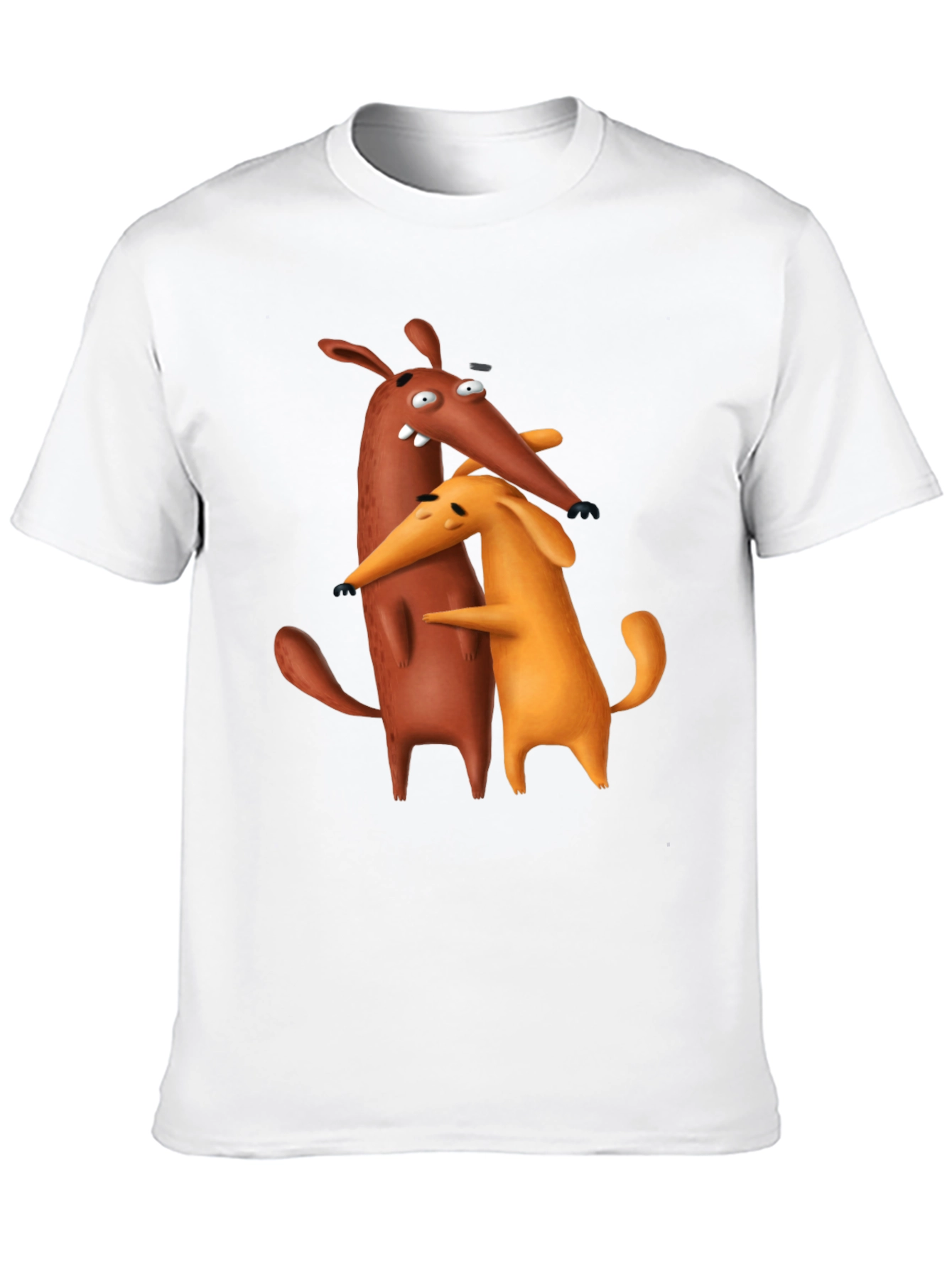 Cartoon Dog Hug Black T-Shirt