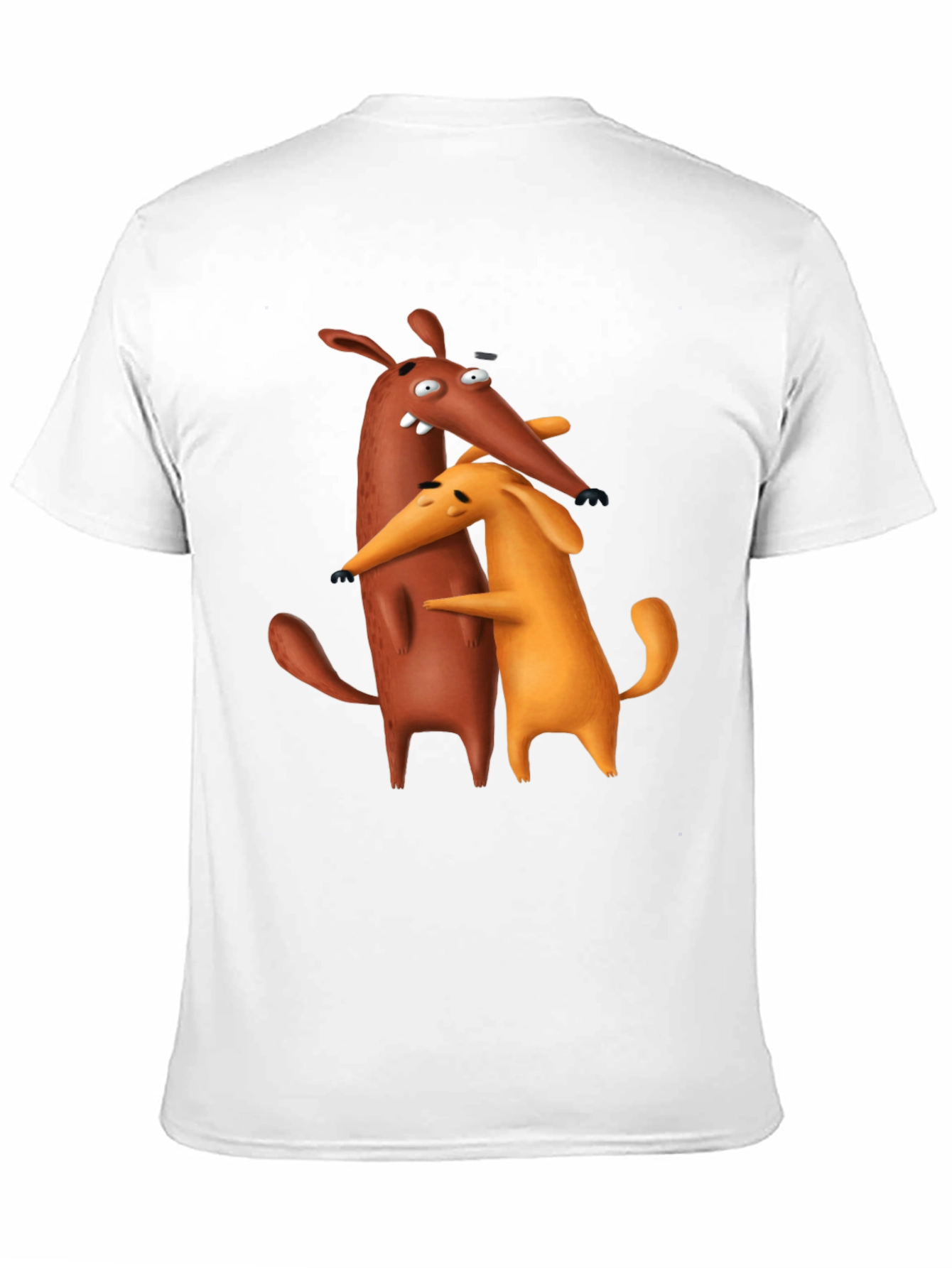 Cartoon Dog Hug Black T-Shirt