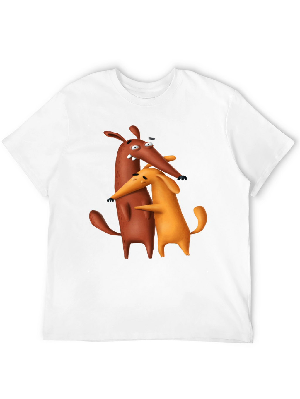 Cartoon Dog Hug Black T-Shirt