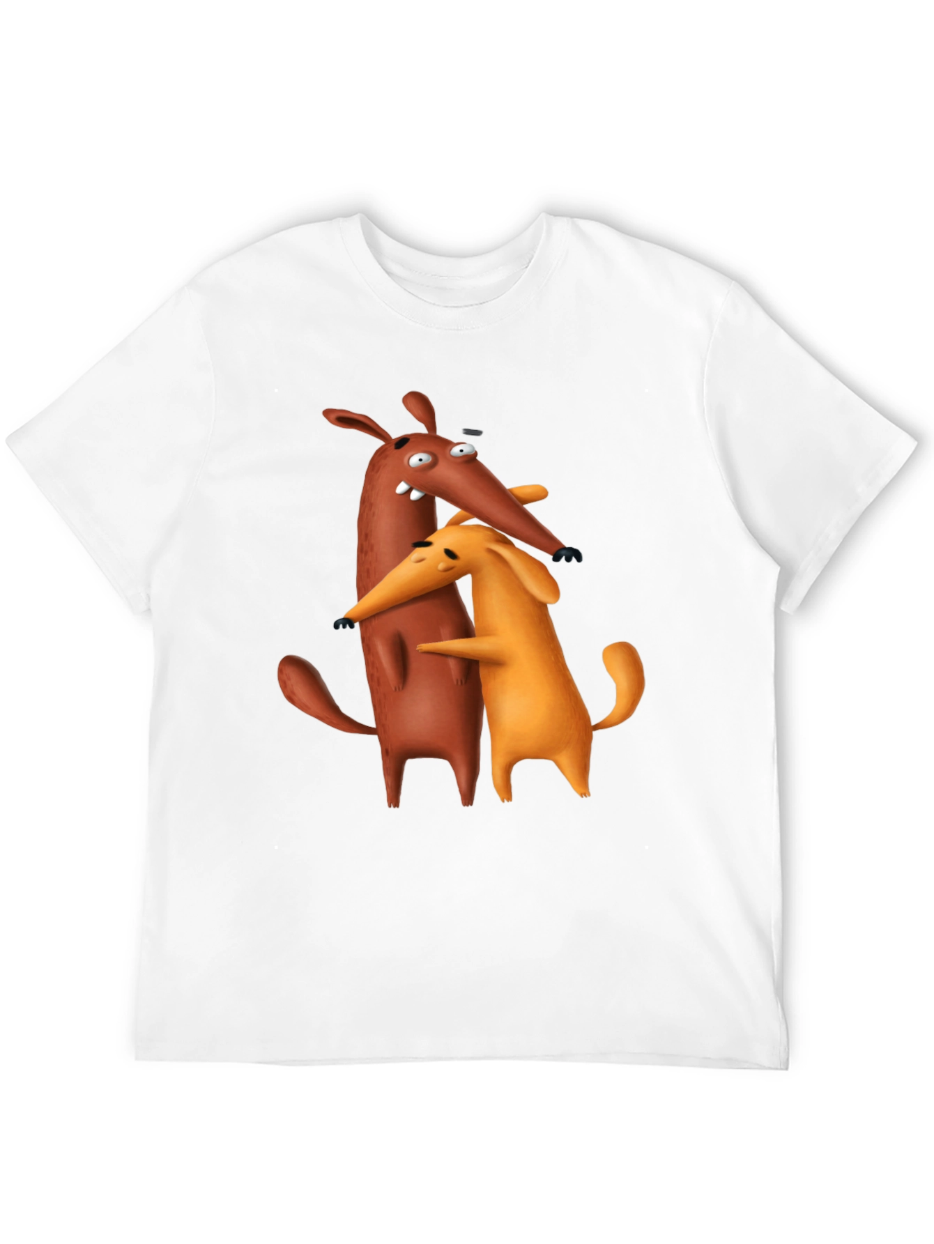 Cartoon Dog Hug Black T-Shirt