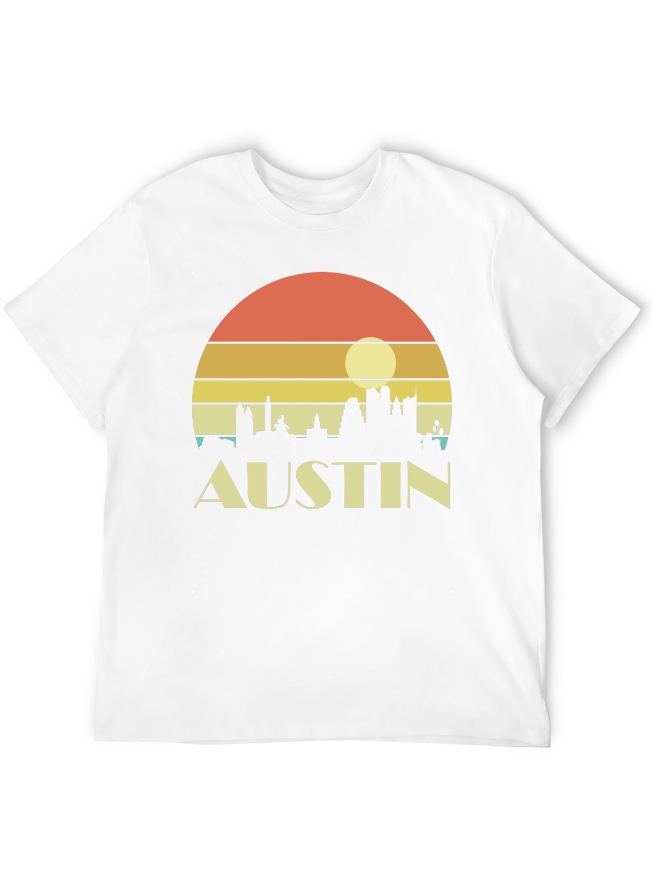 Austin Skyline Retro Sunset Black T-Shirt