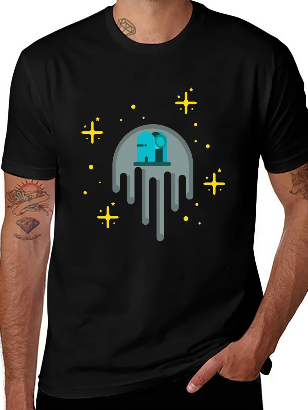 Cosmic Drip Graphic Tee - Black