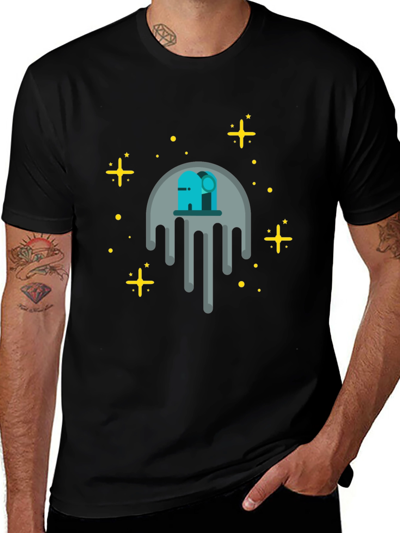 Cosmic Drip Graphic Tee - Black
