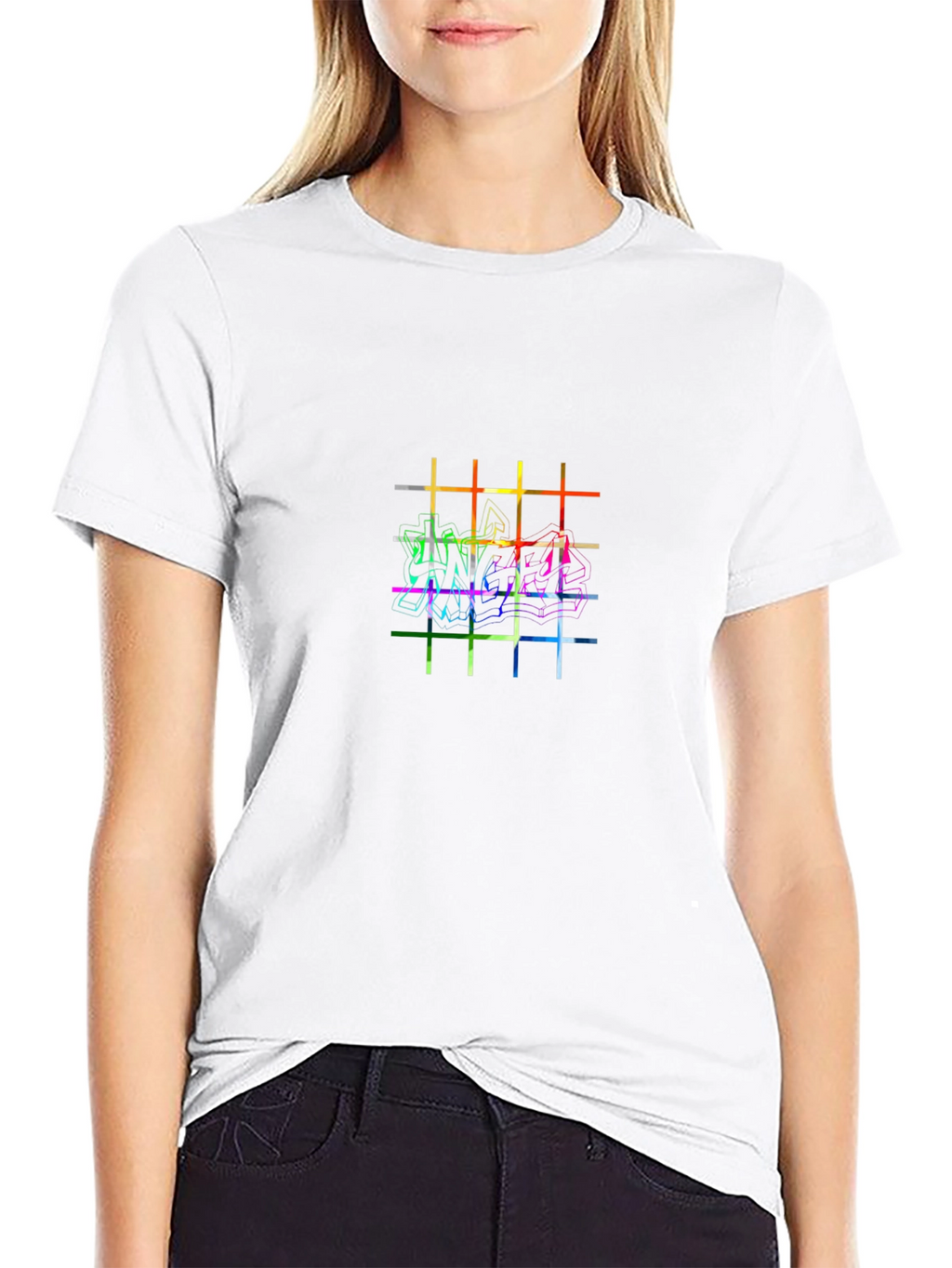 Modern Art Grid Graphic Tee - Black