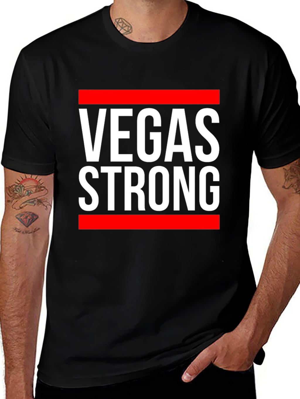 Vegas Strong Graphic Tee - Black Cotton T-Shirt