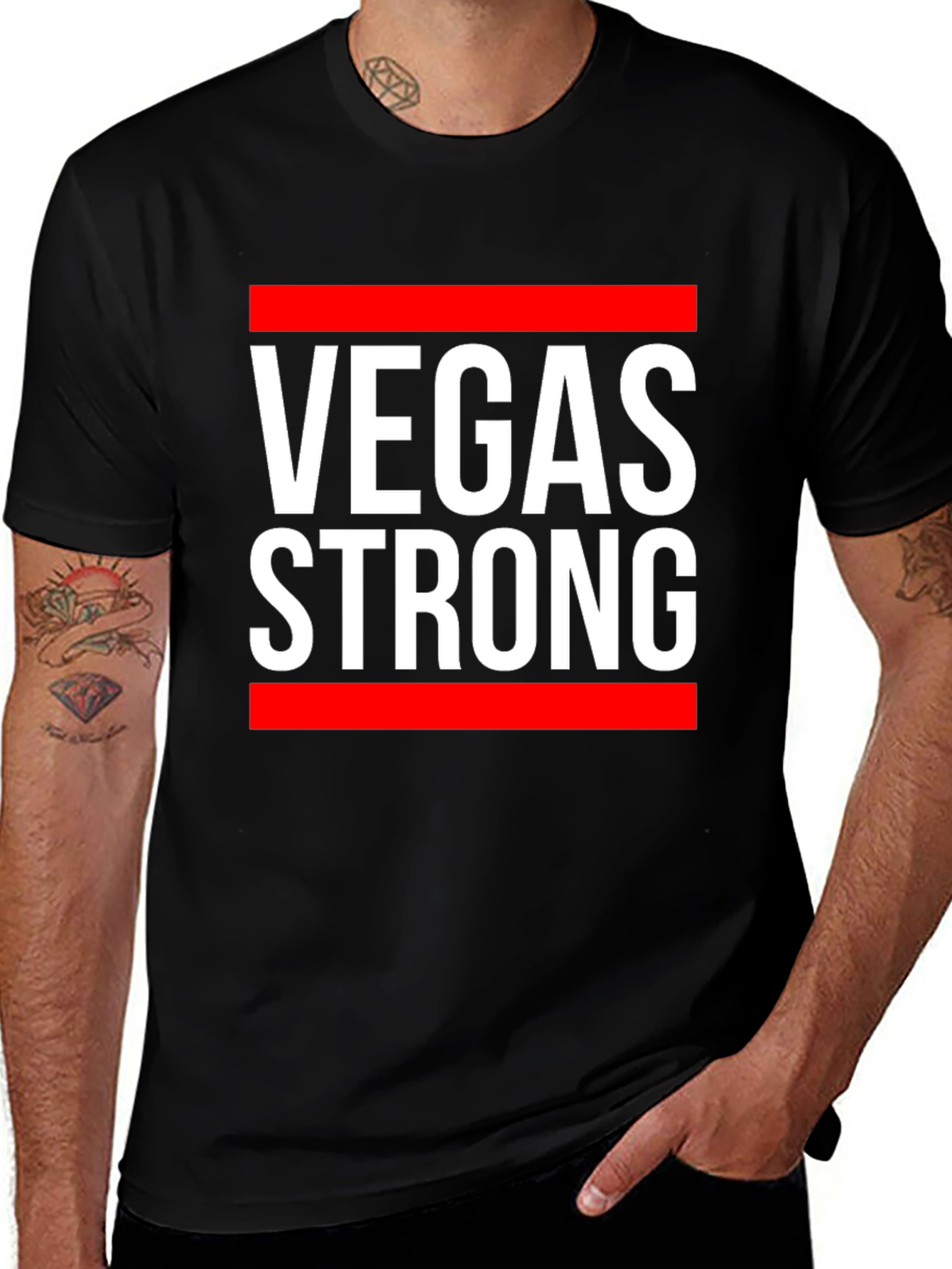 Vegas Strong Graphic Tee - Black Cotton T-Shirt