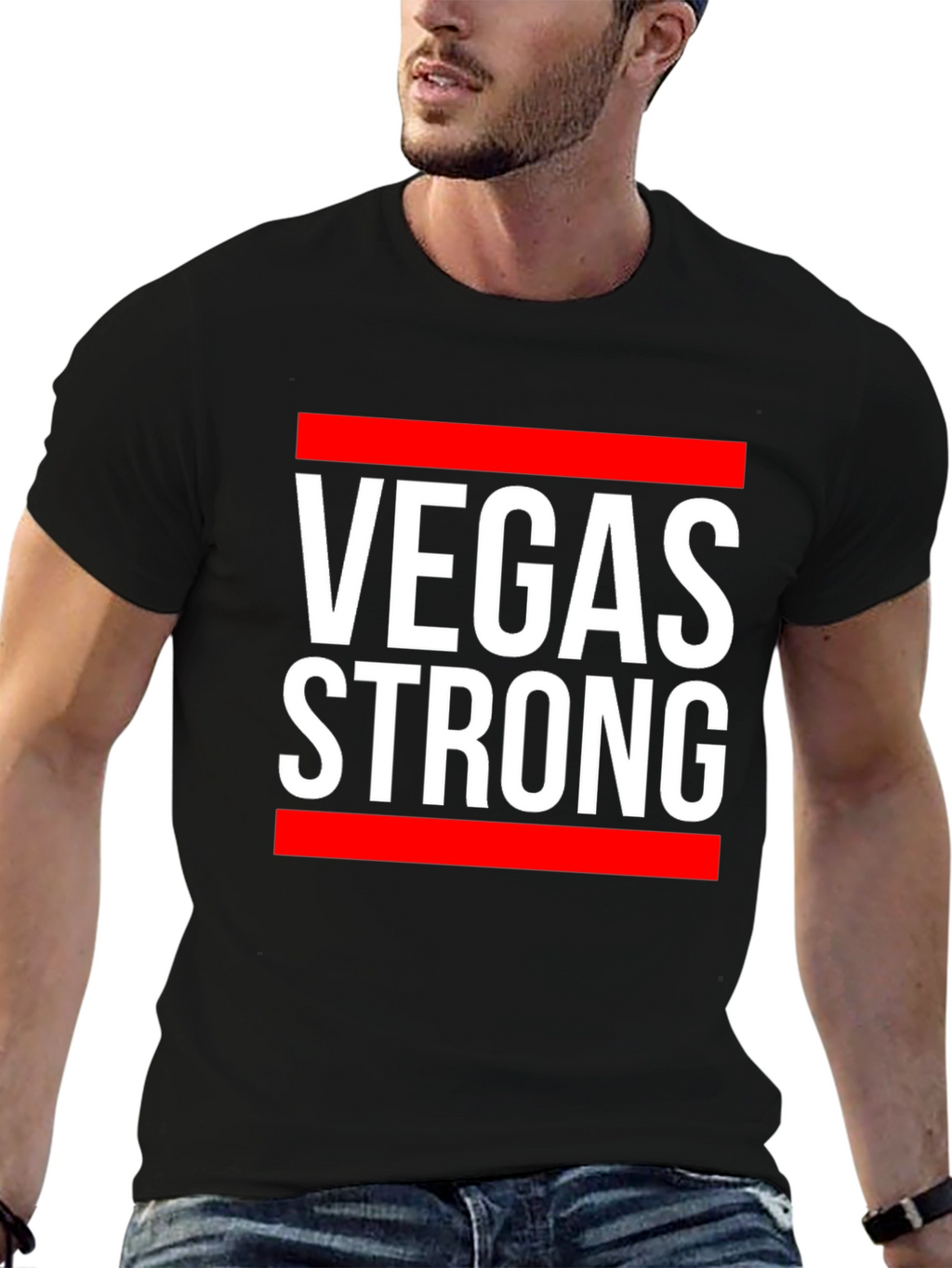 Vegas Strong Graphic Tee - Black Cotton T-Shirt
