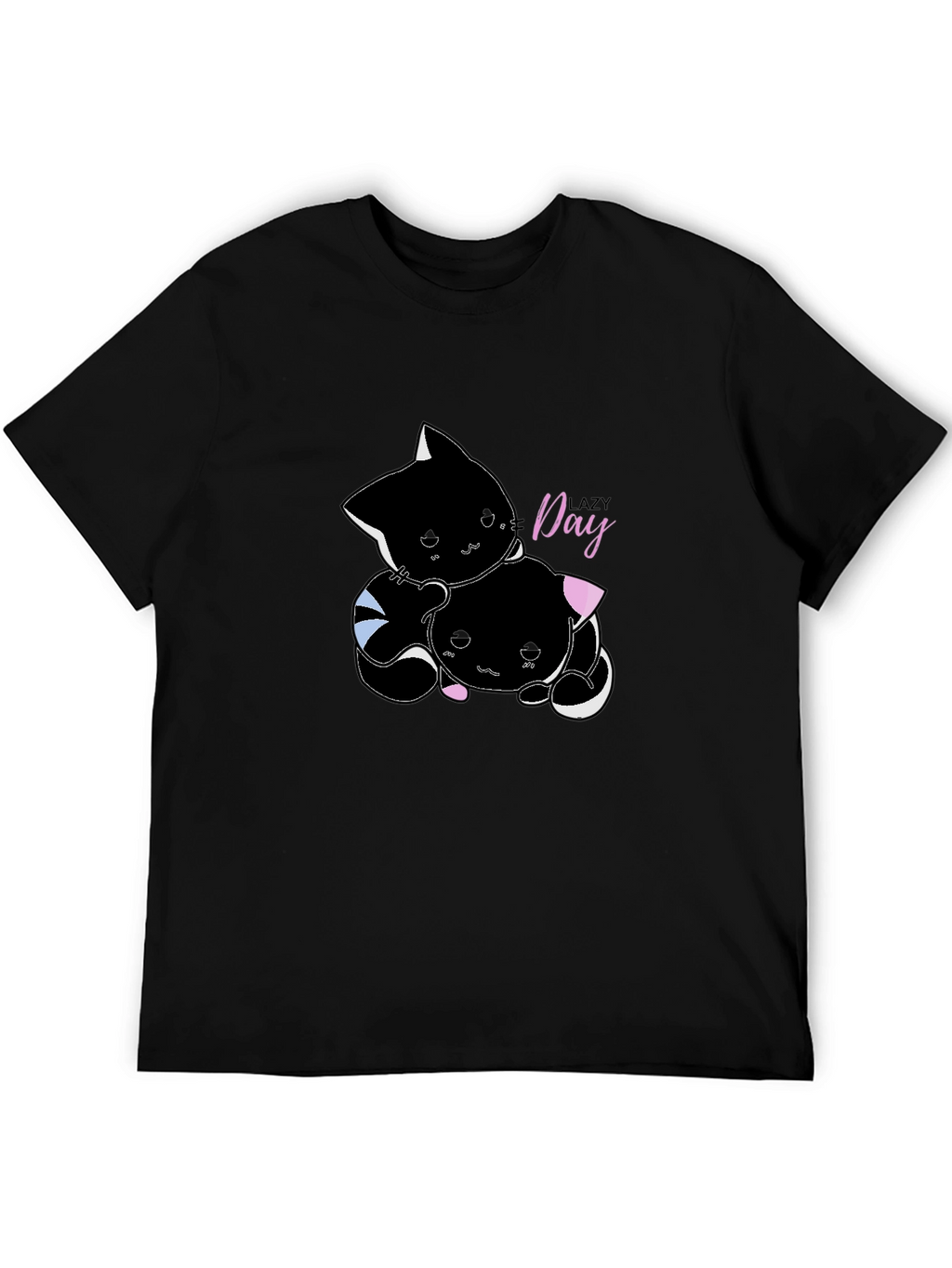 Lazy Day Cat T-Shirt - Comfort Black Tee