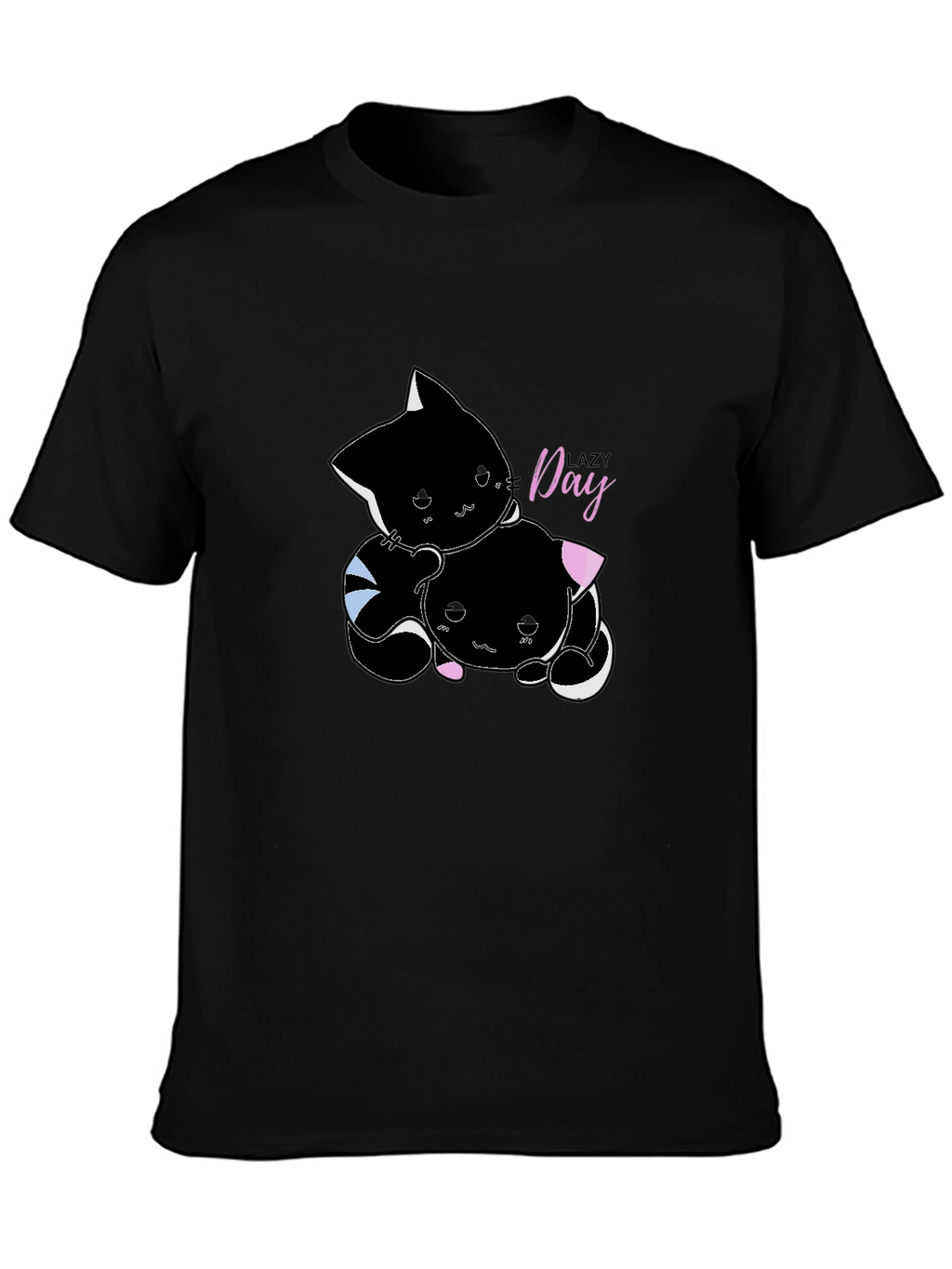 Lazy Day Cat T-Shirt - Comfort Black Tee