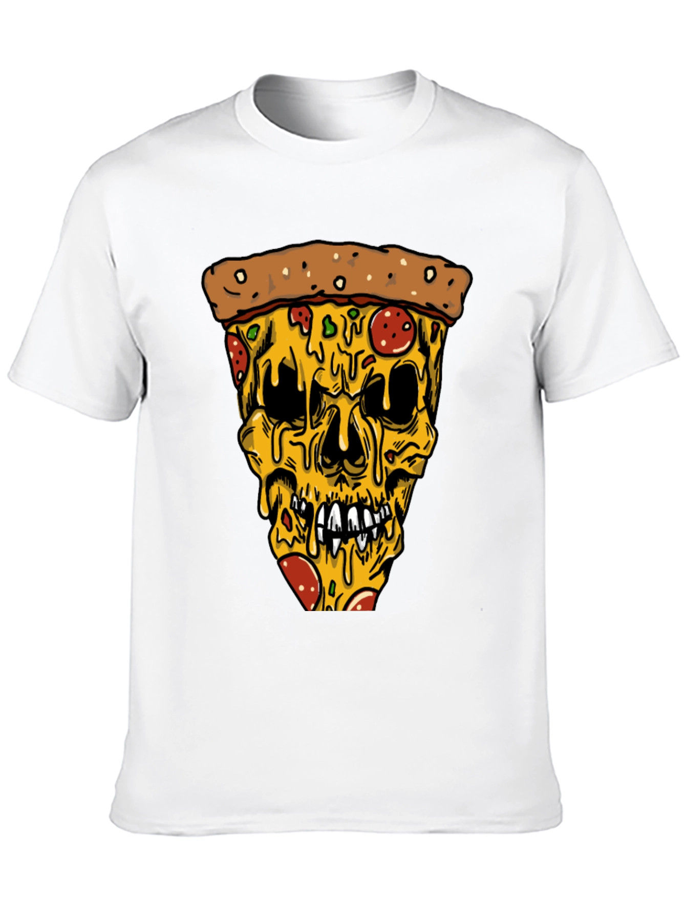 Pizza Skull Graphic Tee - Edgy Style