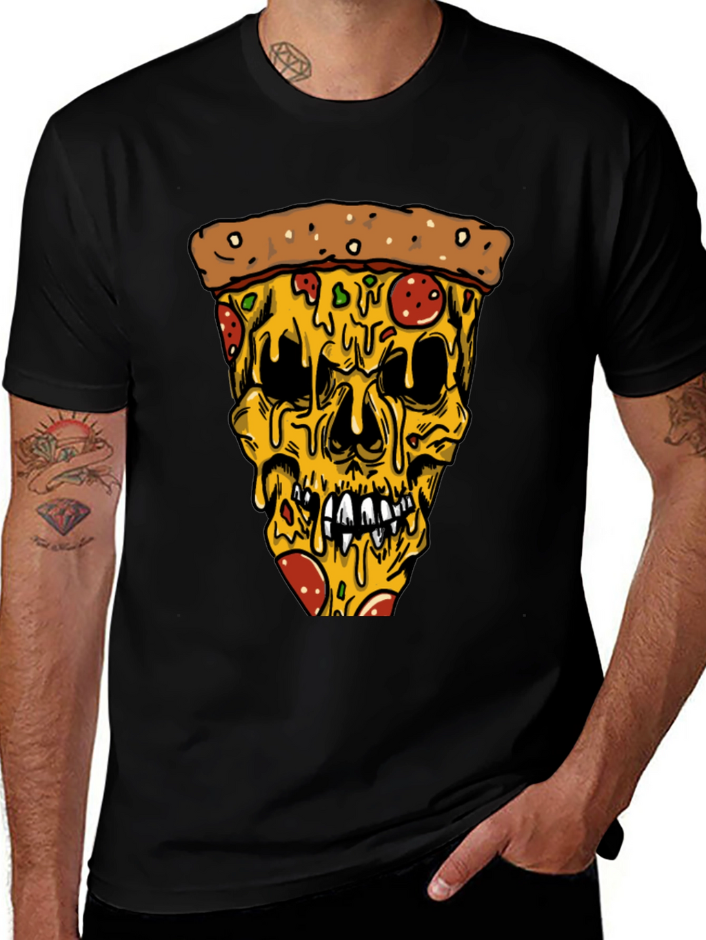Pizza Skull Graphic Tee - Edgy Style