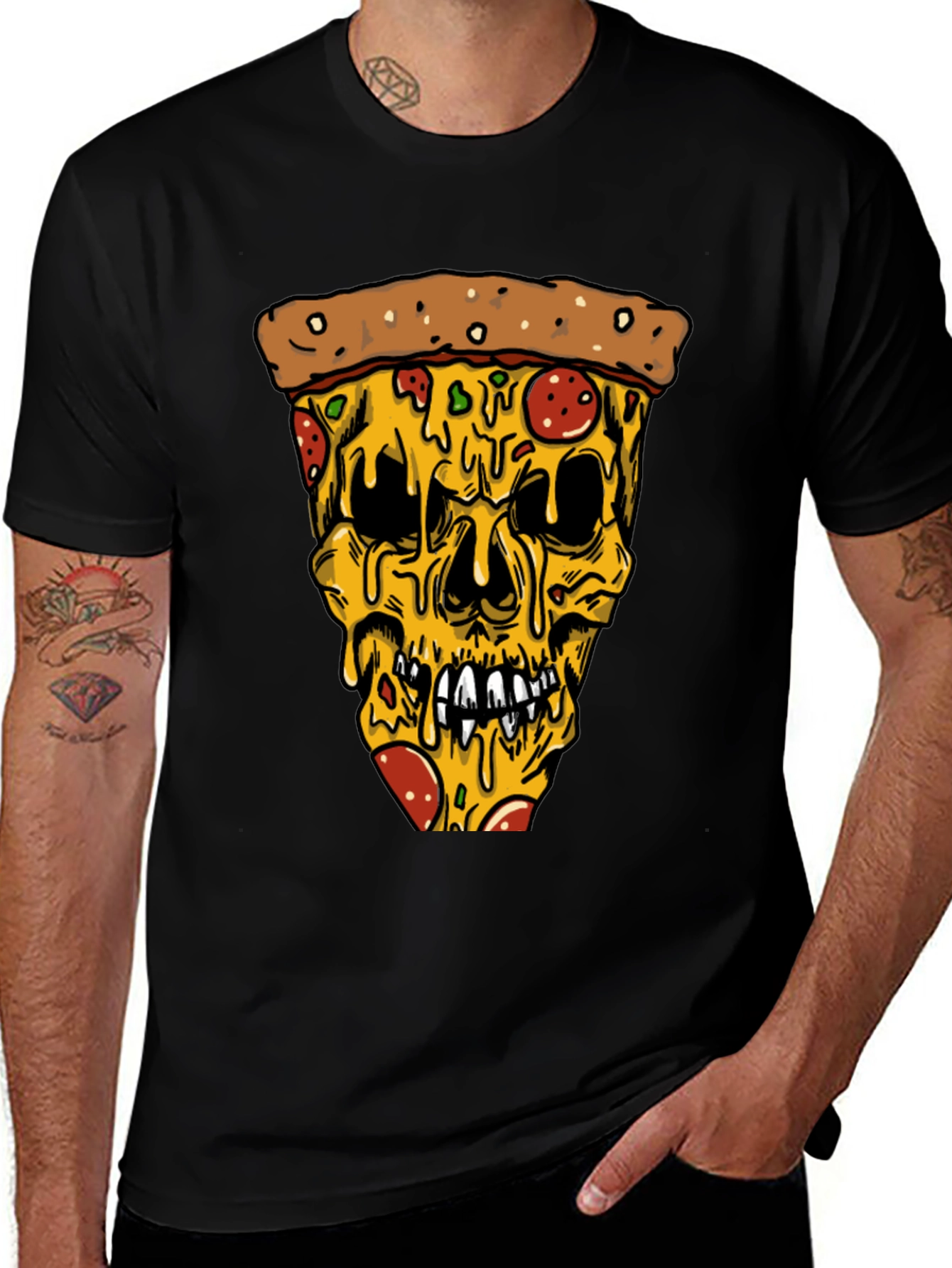 Pizza Skull Graphic Tee - Edgy Style