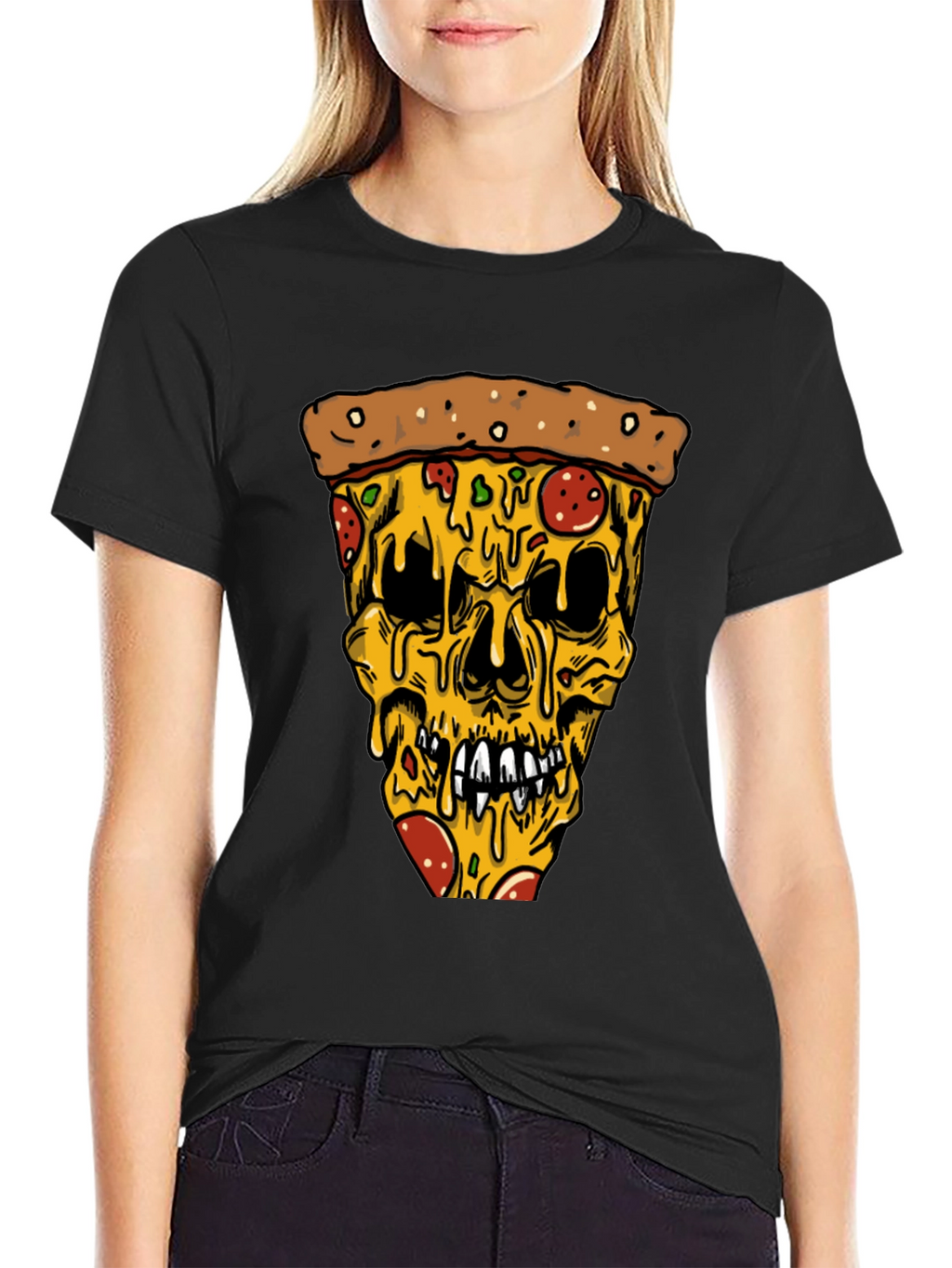 Pizza Skull Graphic Tee - Edgy Style
