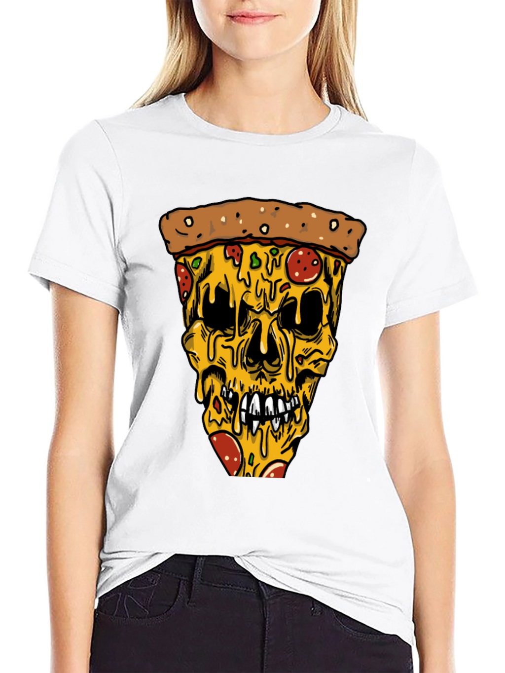 Pizza Skull Graphic Tee - Edgy Style