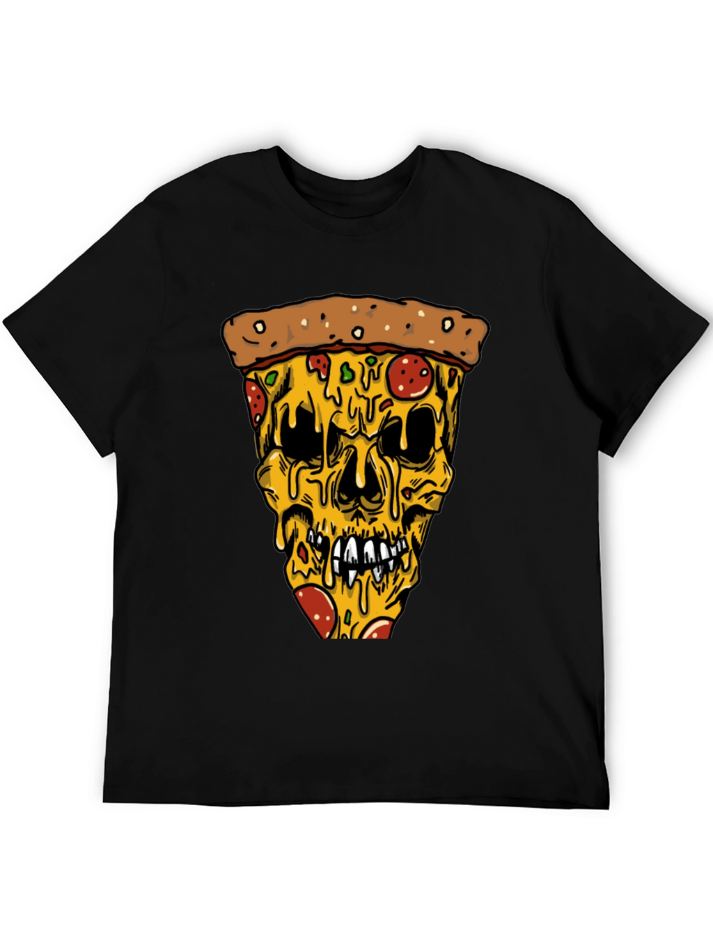 Pizza Skull Graphic Tee - Edgy Style
