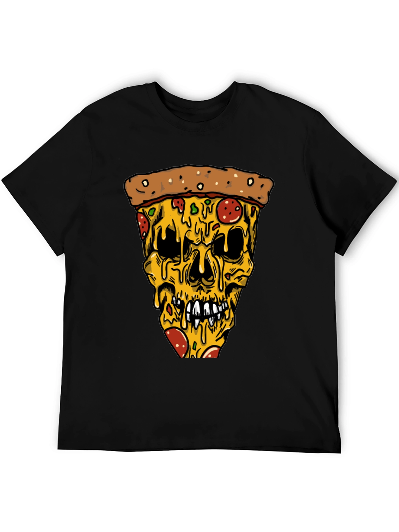 Pizza Skull Graphic Tee - Edgy Style