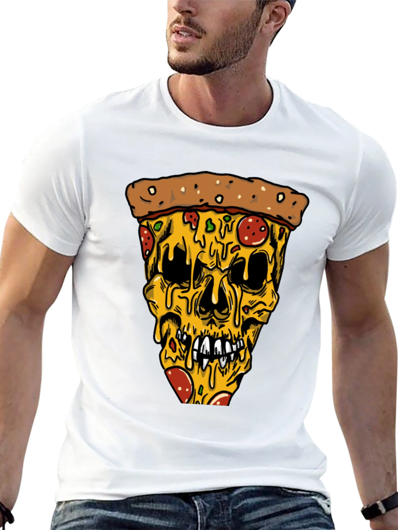Pizza Skull Graphic Tee - Edgy Style