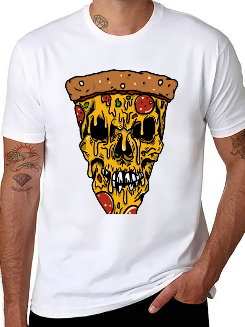 Pizza Skull Graphic Tee - Edgy Style