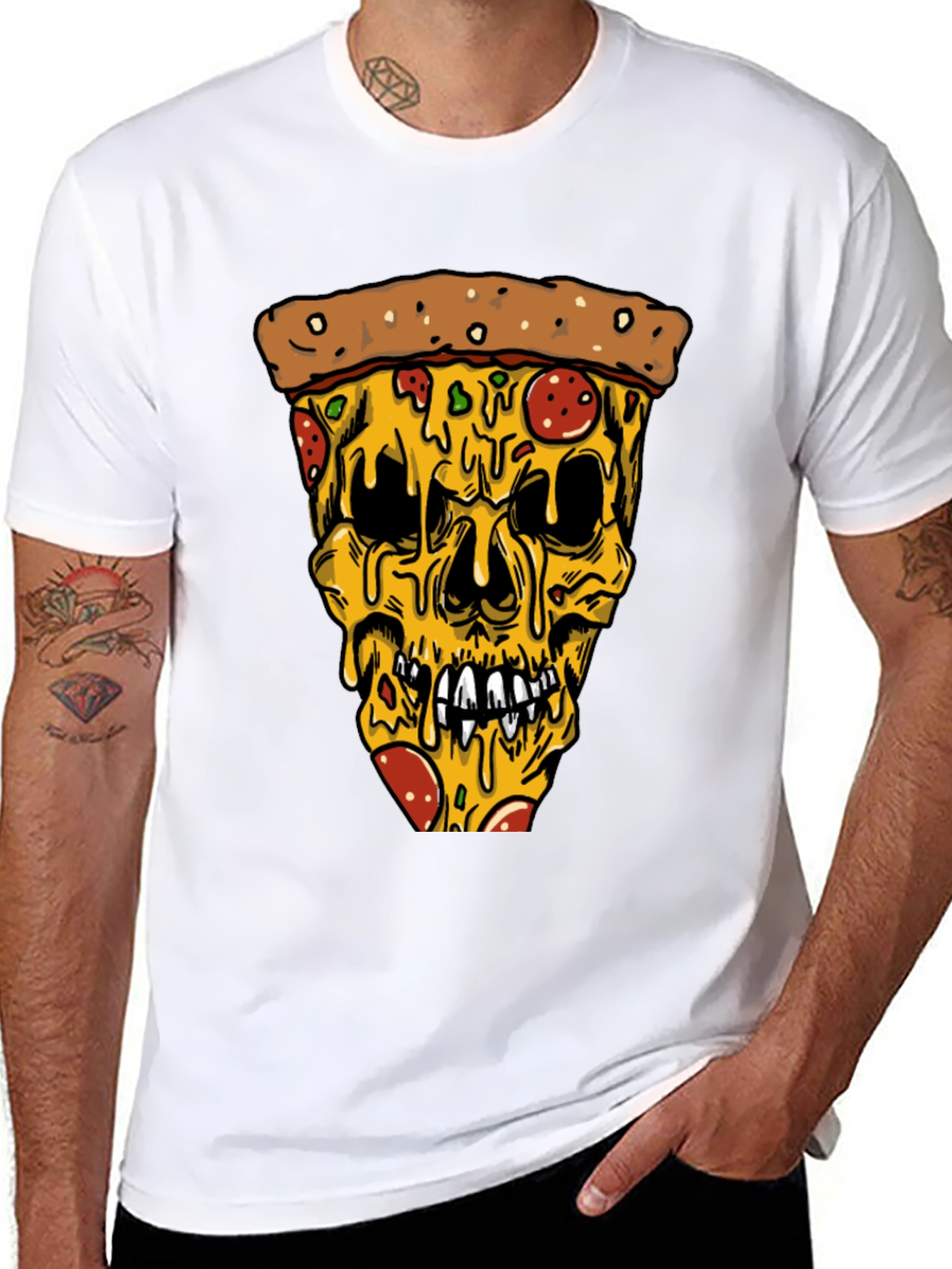Pizza Skull Graphic Tee - Edgy Style