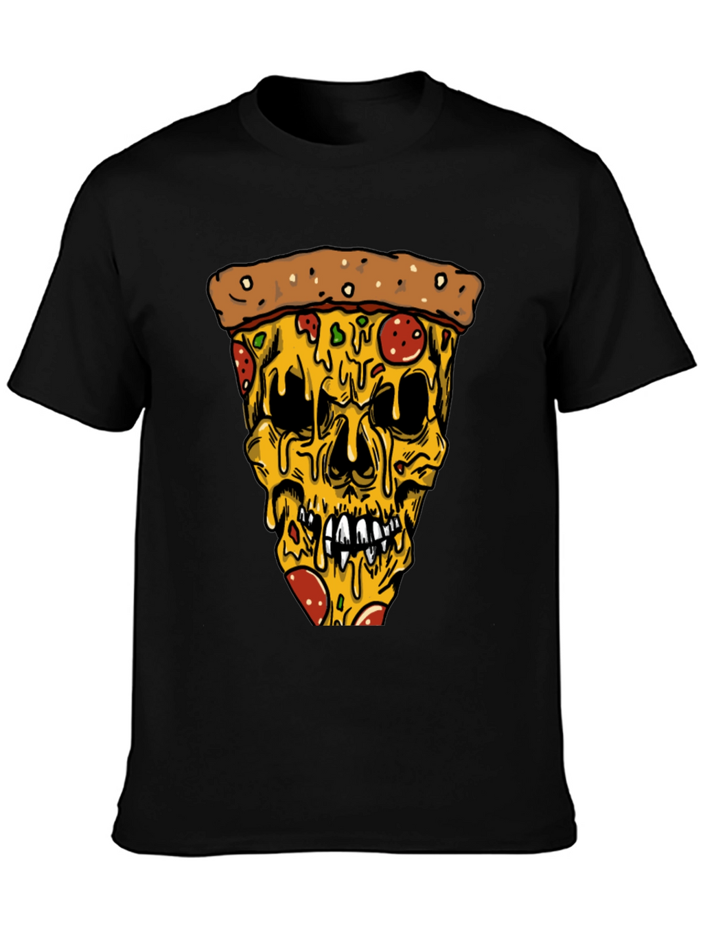 Pizza Skull Graphic Tee - Edgy Style