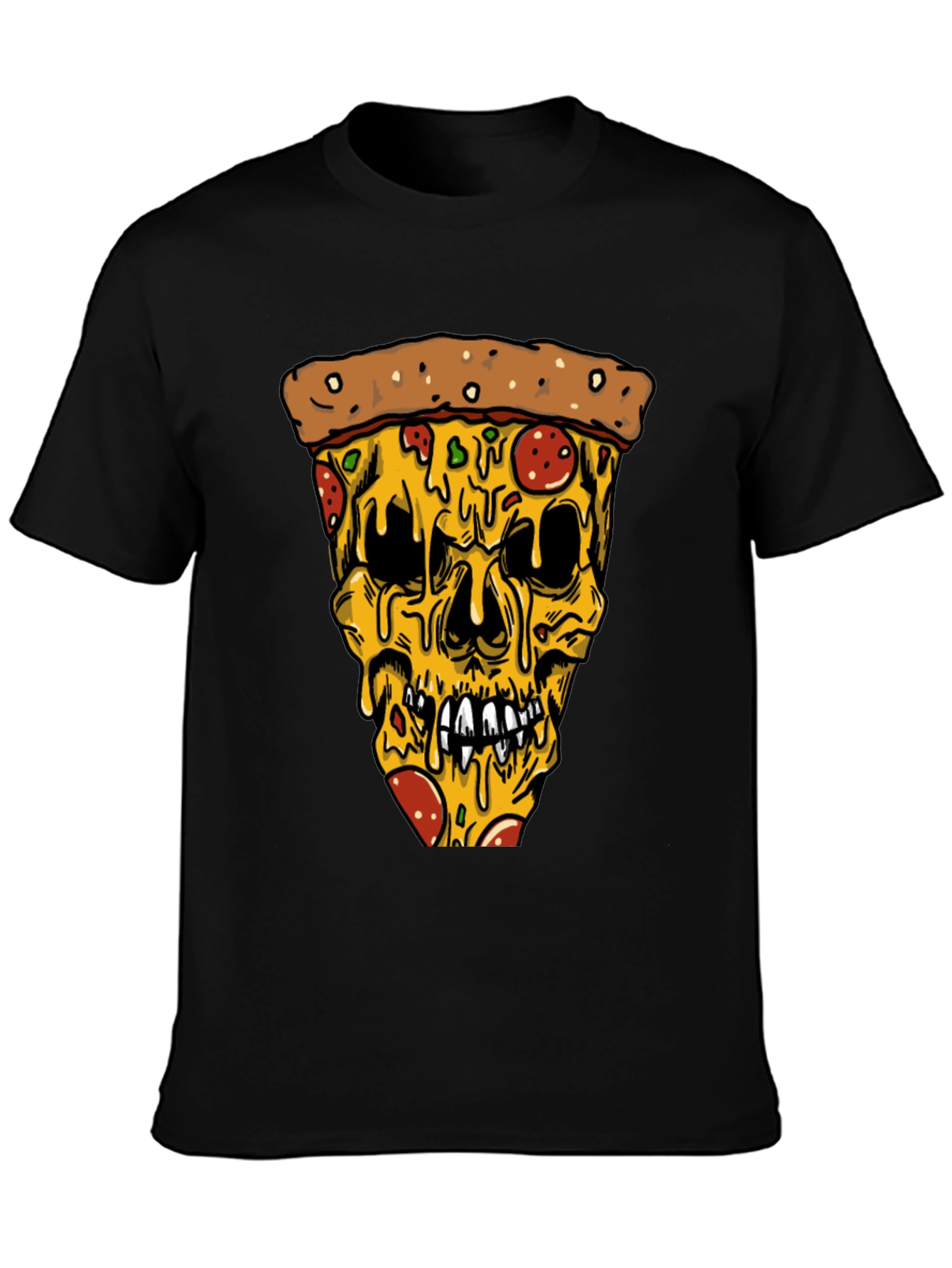 Pizza Skull Graphic Tee - Edgy Style