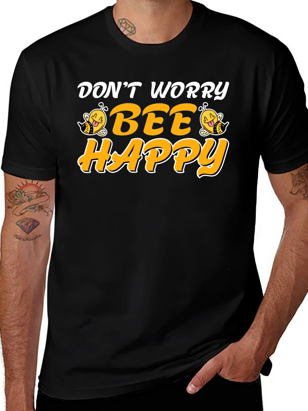 Dont Worry Bee Happy Black T-Shirt