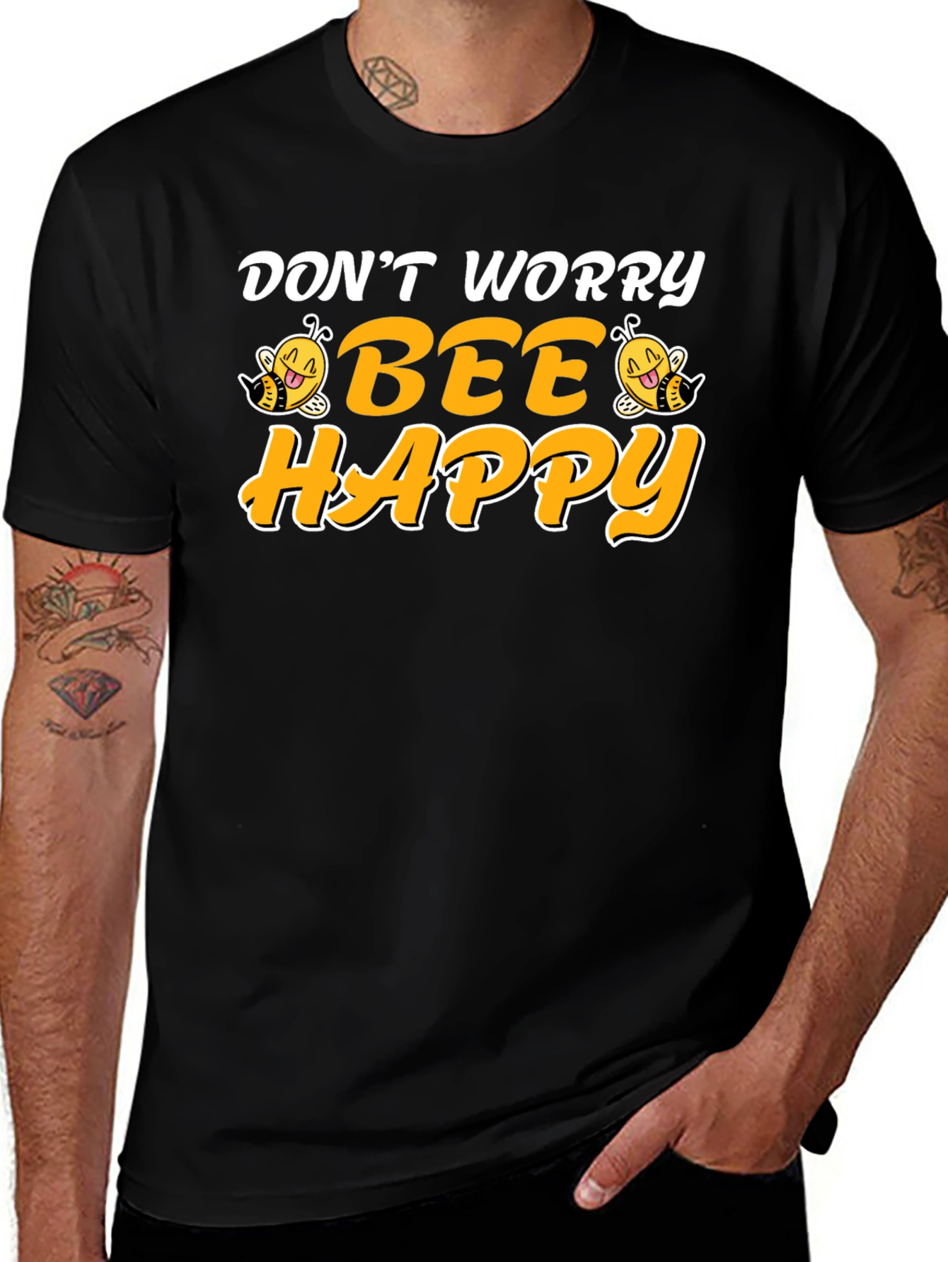 Dont Worry Bee Happy Black T-Shirt