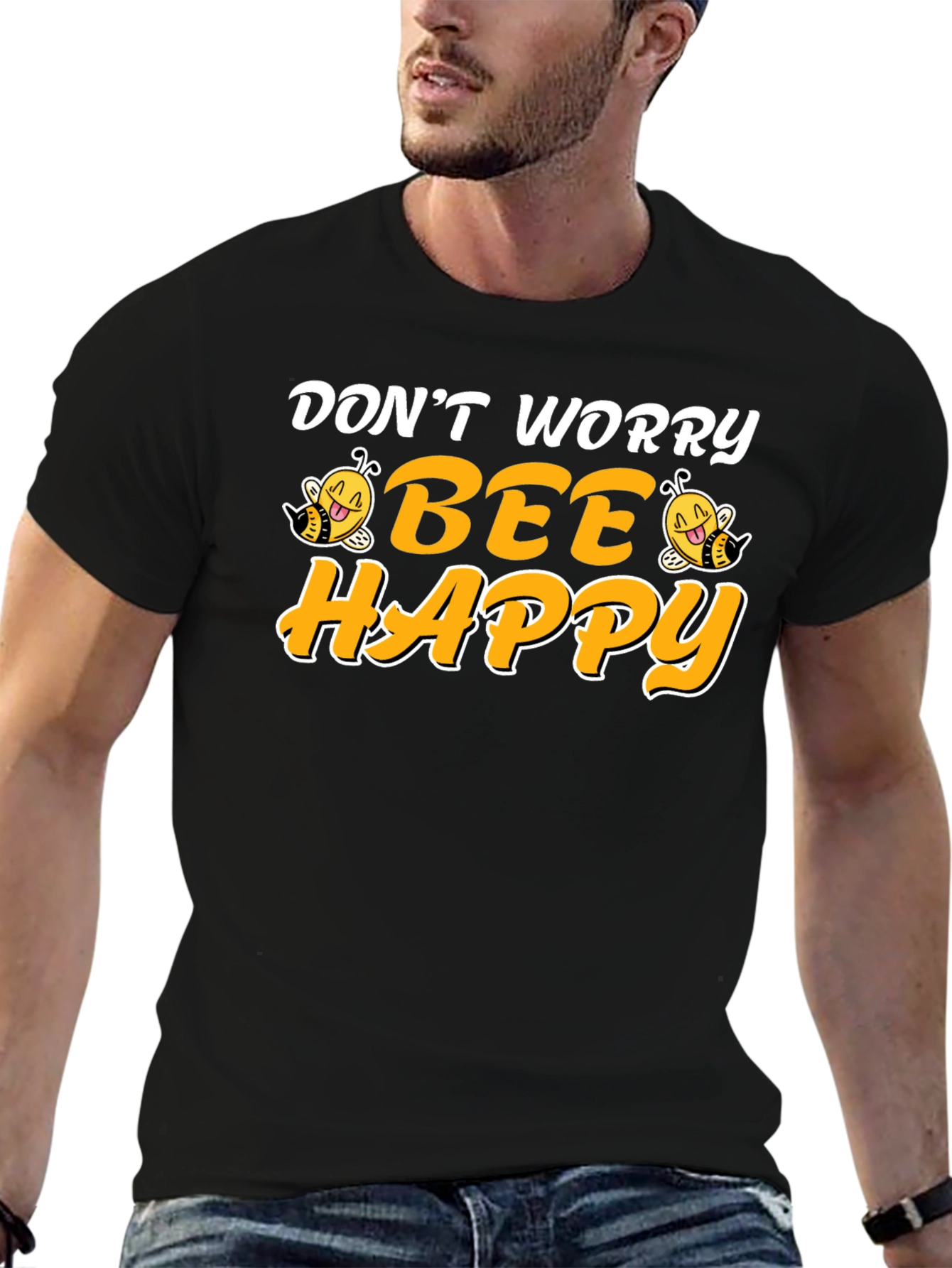 Dont Worry Bee Happy Black T-Shirt
