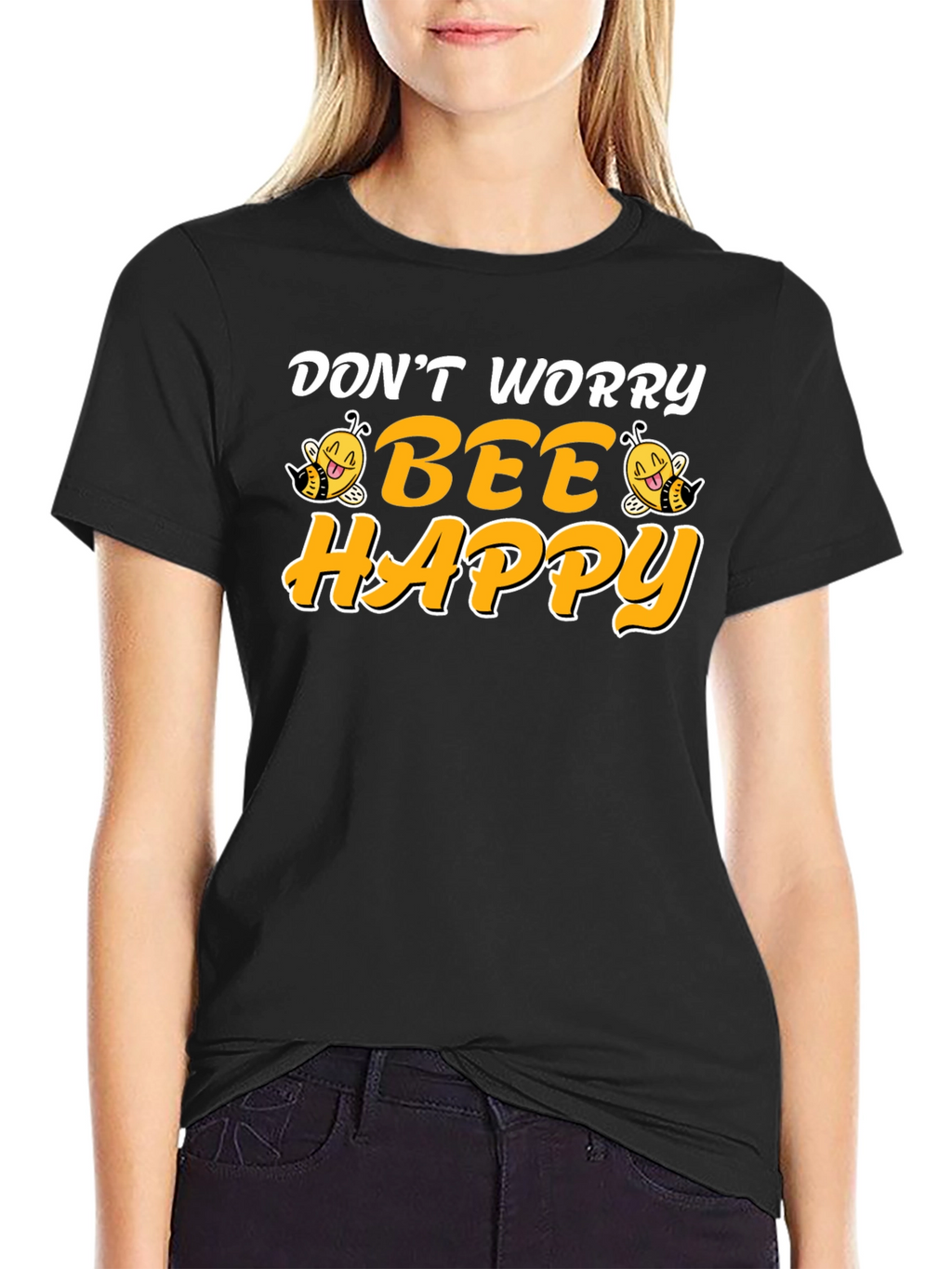 Dont Worry Bee Happy Black T-Shirt