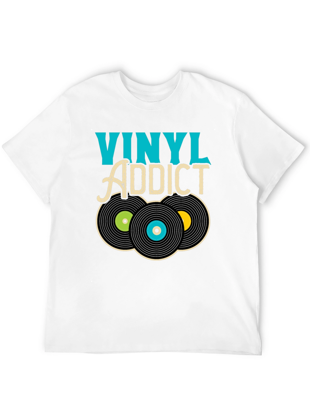 Vinyl Addict Graphic T-Shirt - Retro Music Lover Tee