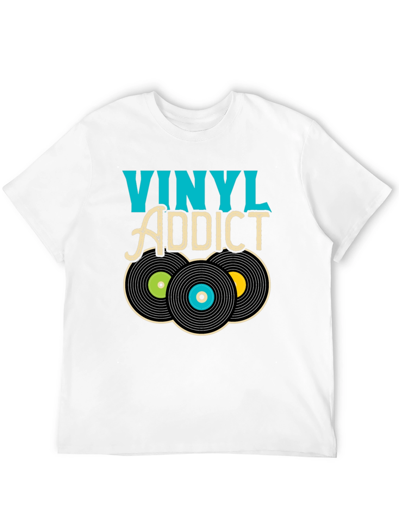 Vinyl Addict Graphic T-Shirt - Retro Music Lover Tee