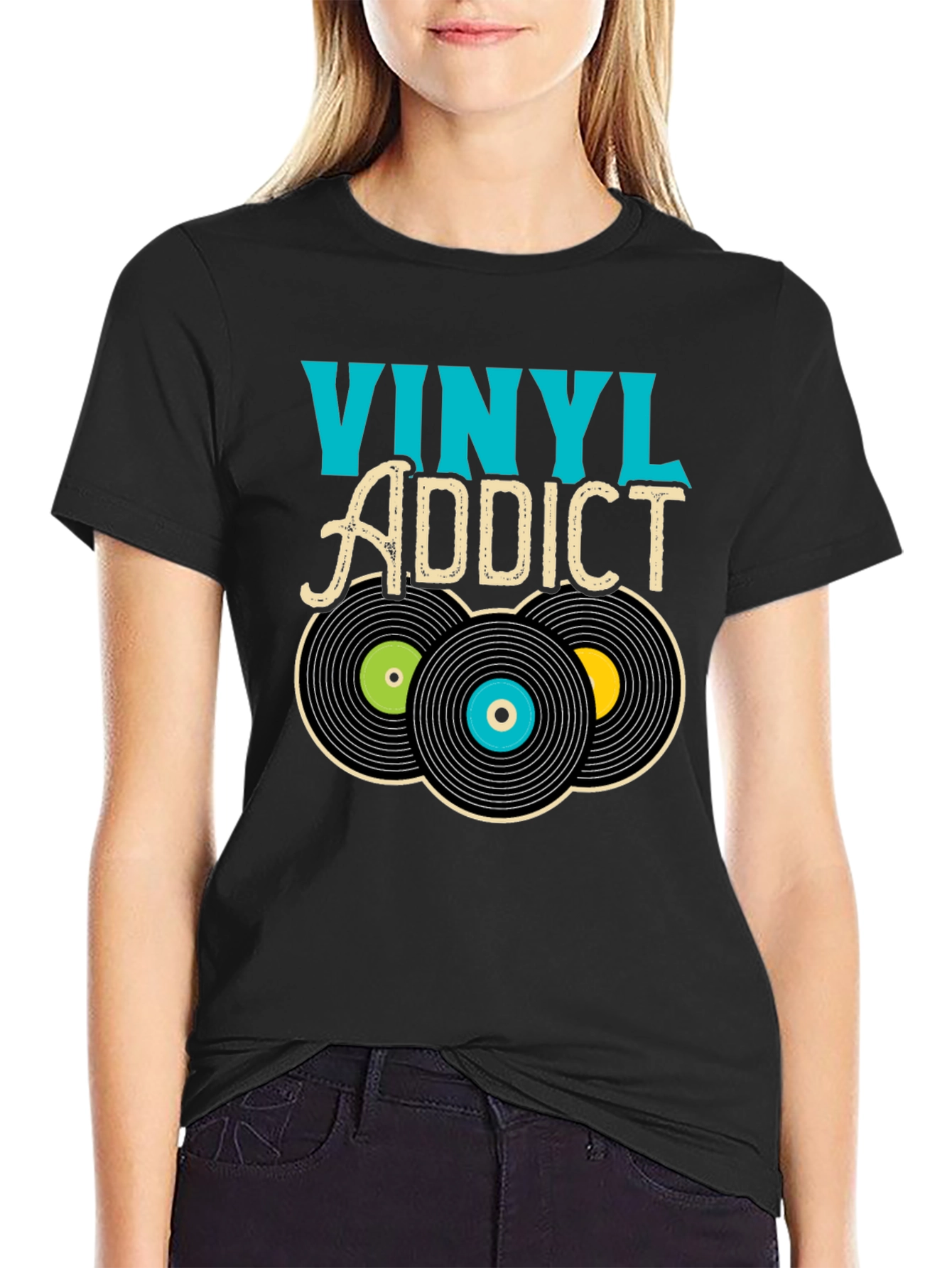 Vinyl Addict Graphic T-Shirt - Retro Music Lover Tee