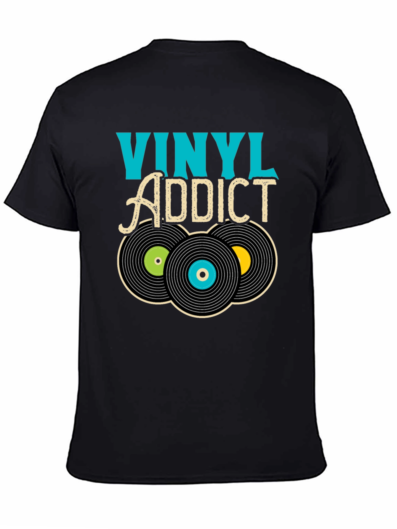 Vinyl Addict Graphic T-Shirt - Retro Music Lover Tee