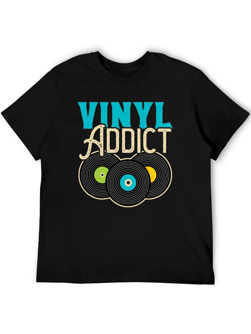 Vinyl Addict Graphic T-Shirt - Retro Music Lover Tee